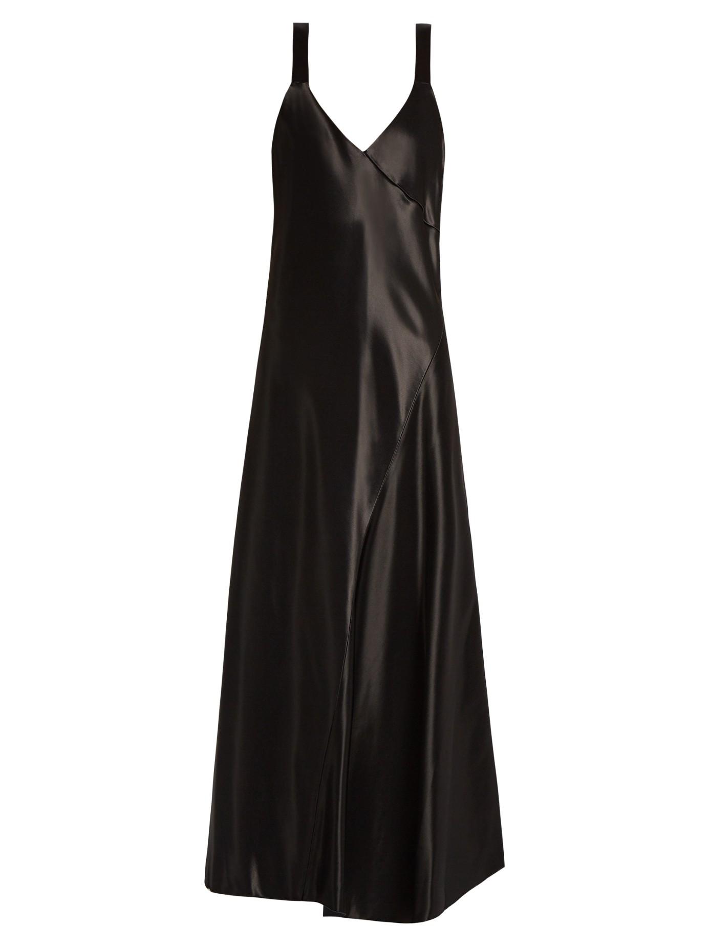 Tibi Amoret V-neck Bias-cut Satin Dress in Black - Lyst
