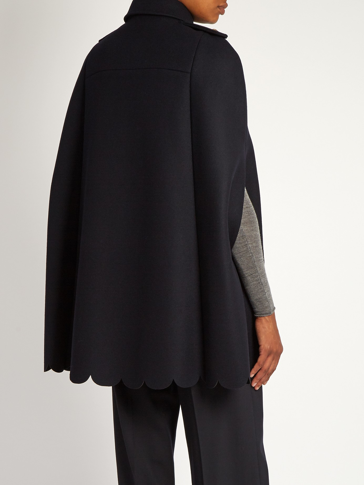 RED Valentino Wool Cape Coat in Navy (Blue) - Lyst