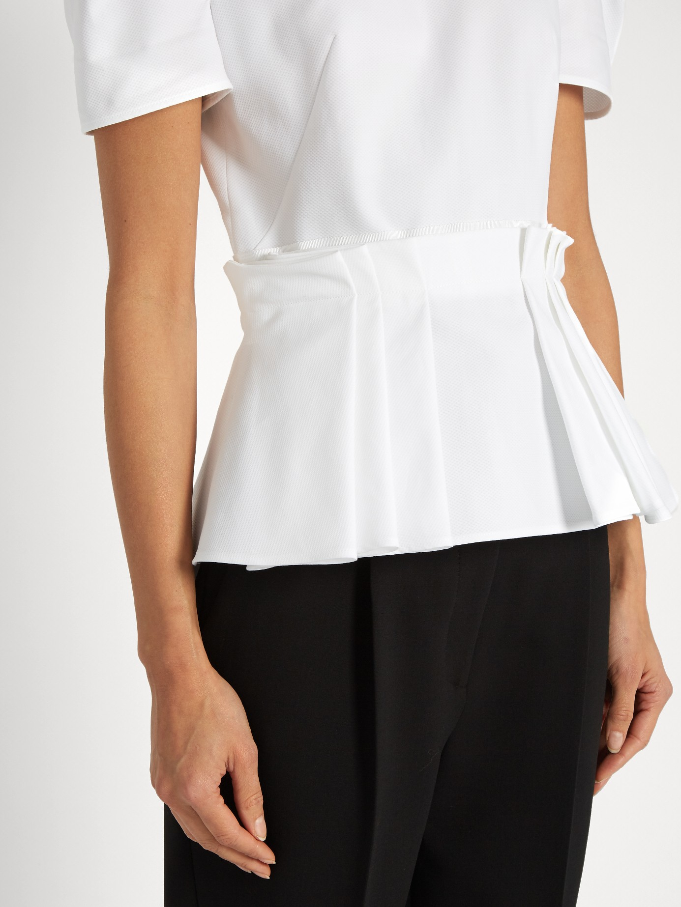 Lyst Mcqueen Puff Sleeved Pleated Peplum lyst mcqueen puff sleeved pleated peplum