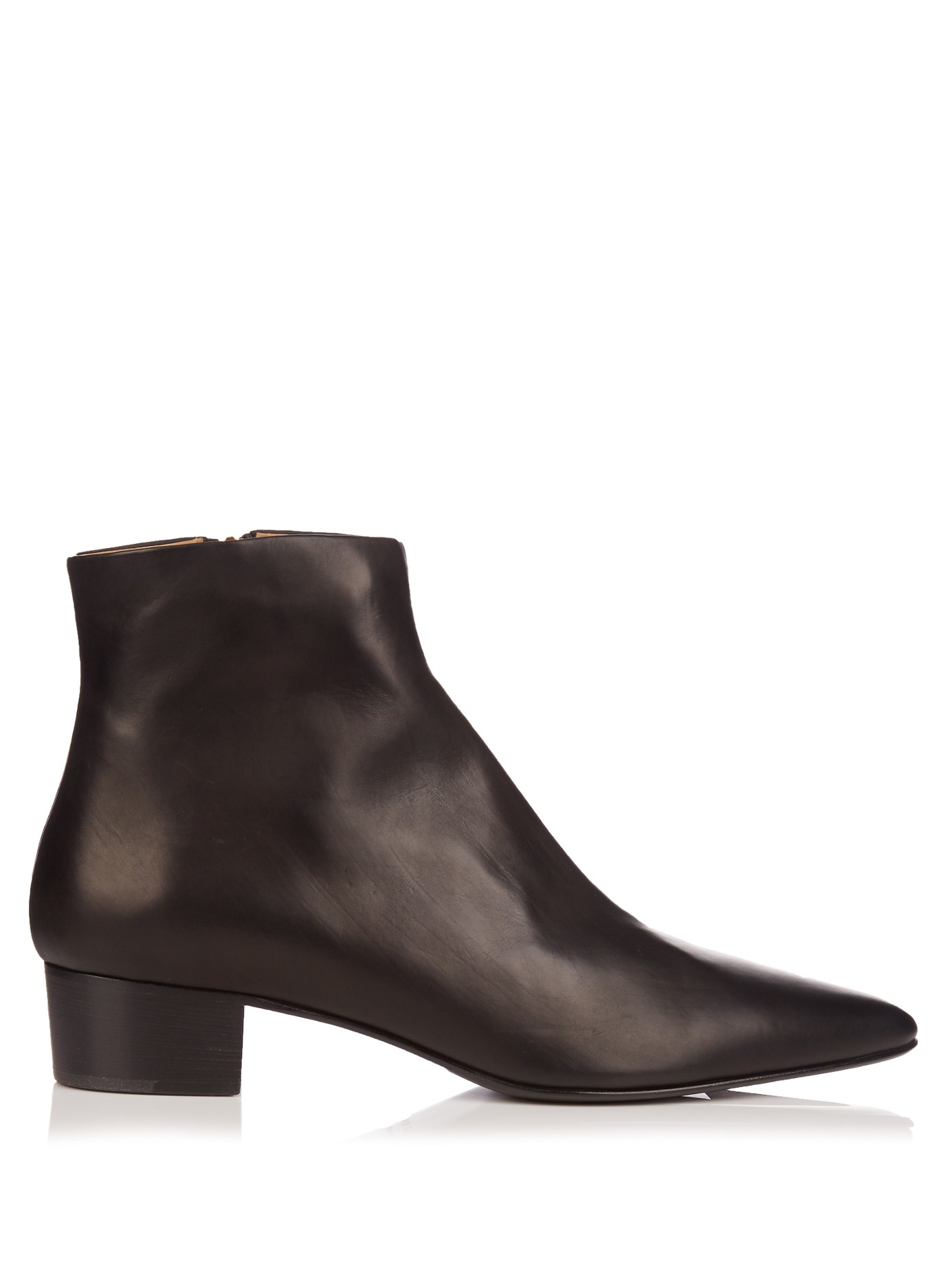desillusion videnskabelig klinke The Row Ambra Leather Ankle Boots in Black | Lyst