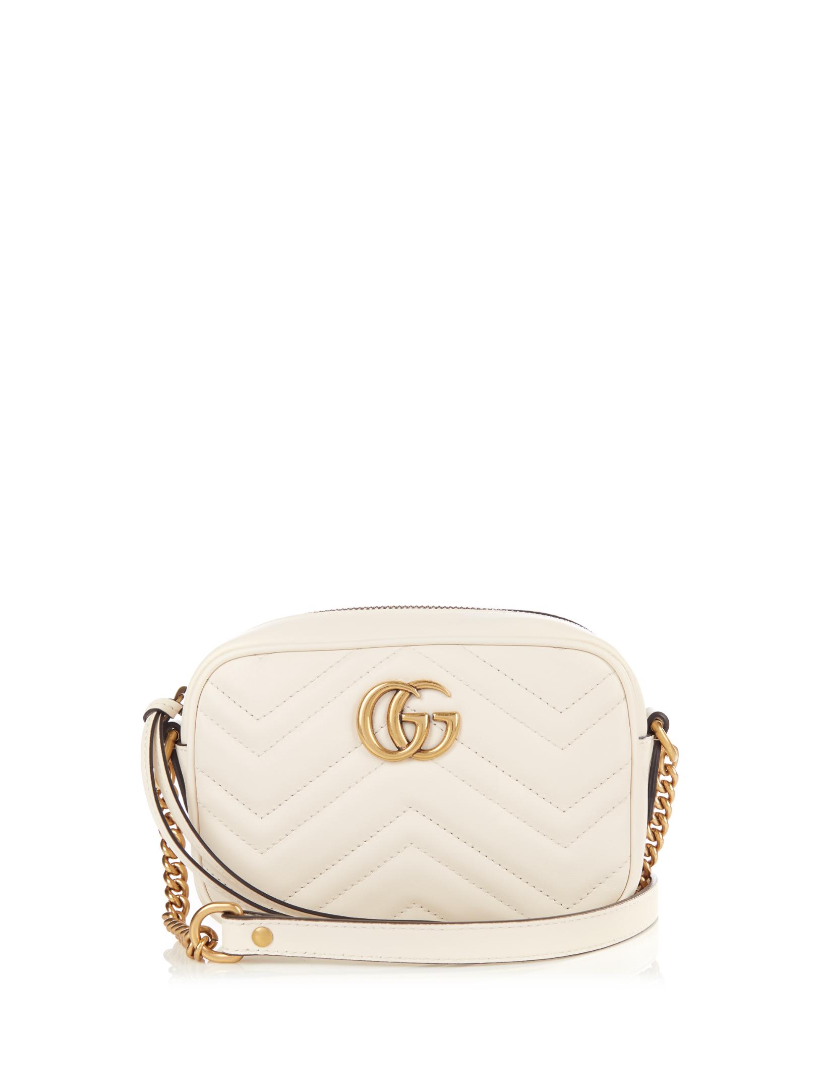Gucci Gg Marmont Mini Quiltedleather Crossbody Bag in White Lyst