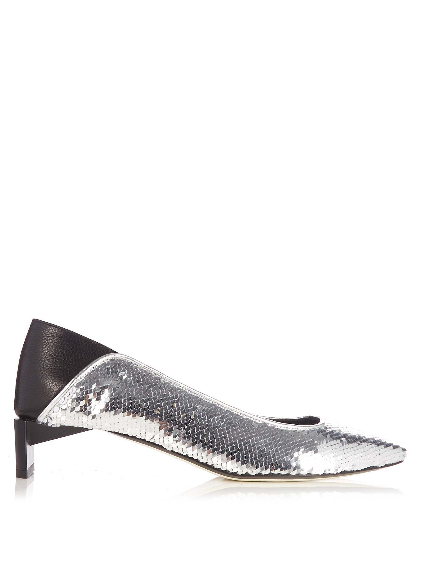 silver slipper shoes for women on Loewe Leather Sequin Slipper Shoes In Silver Metallic Lyst