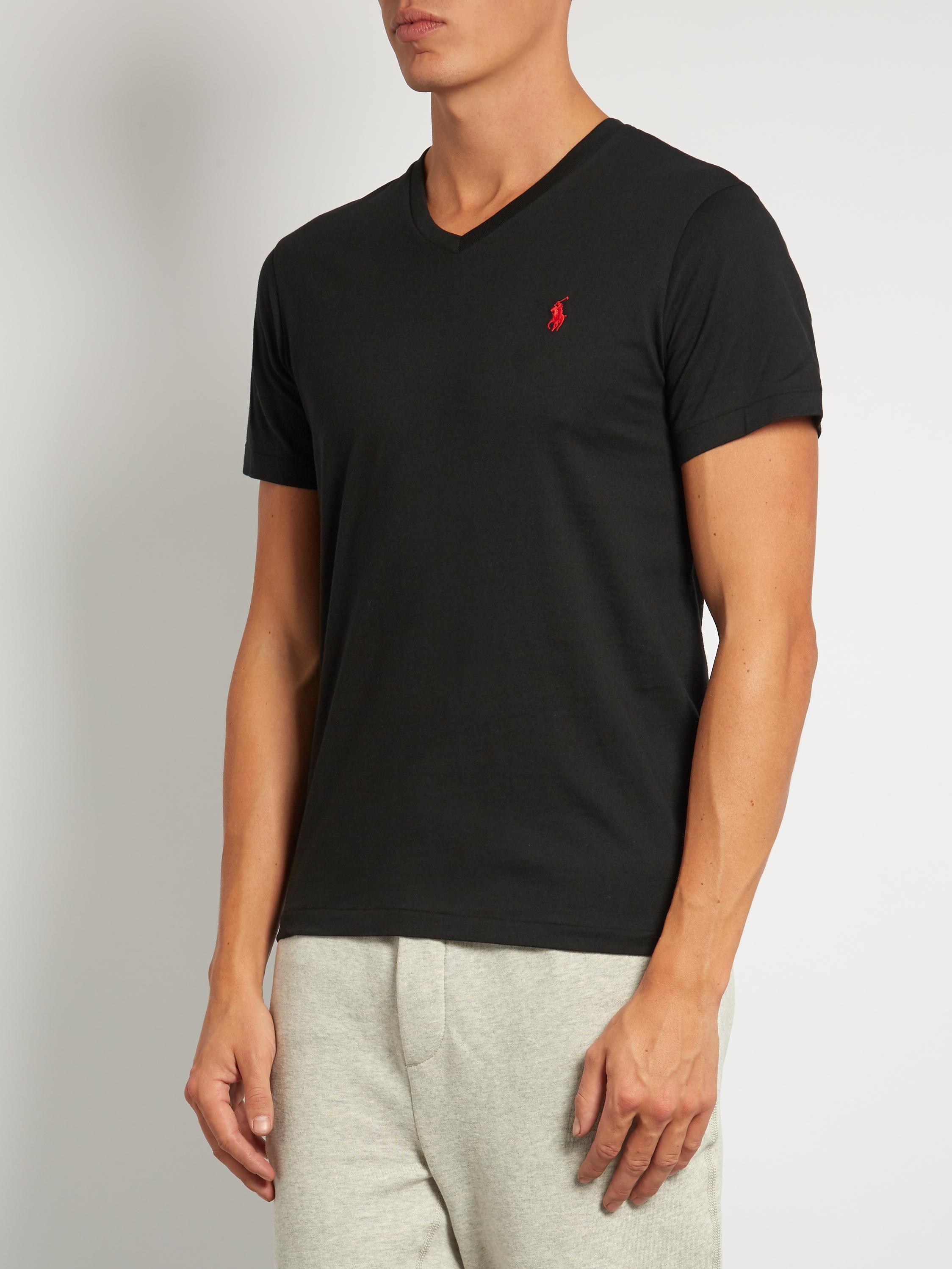Polo Ralph Lauren V-neck Cotton T-shirt in Black for Men - Lyst