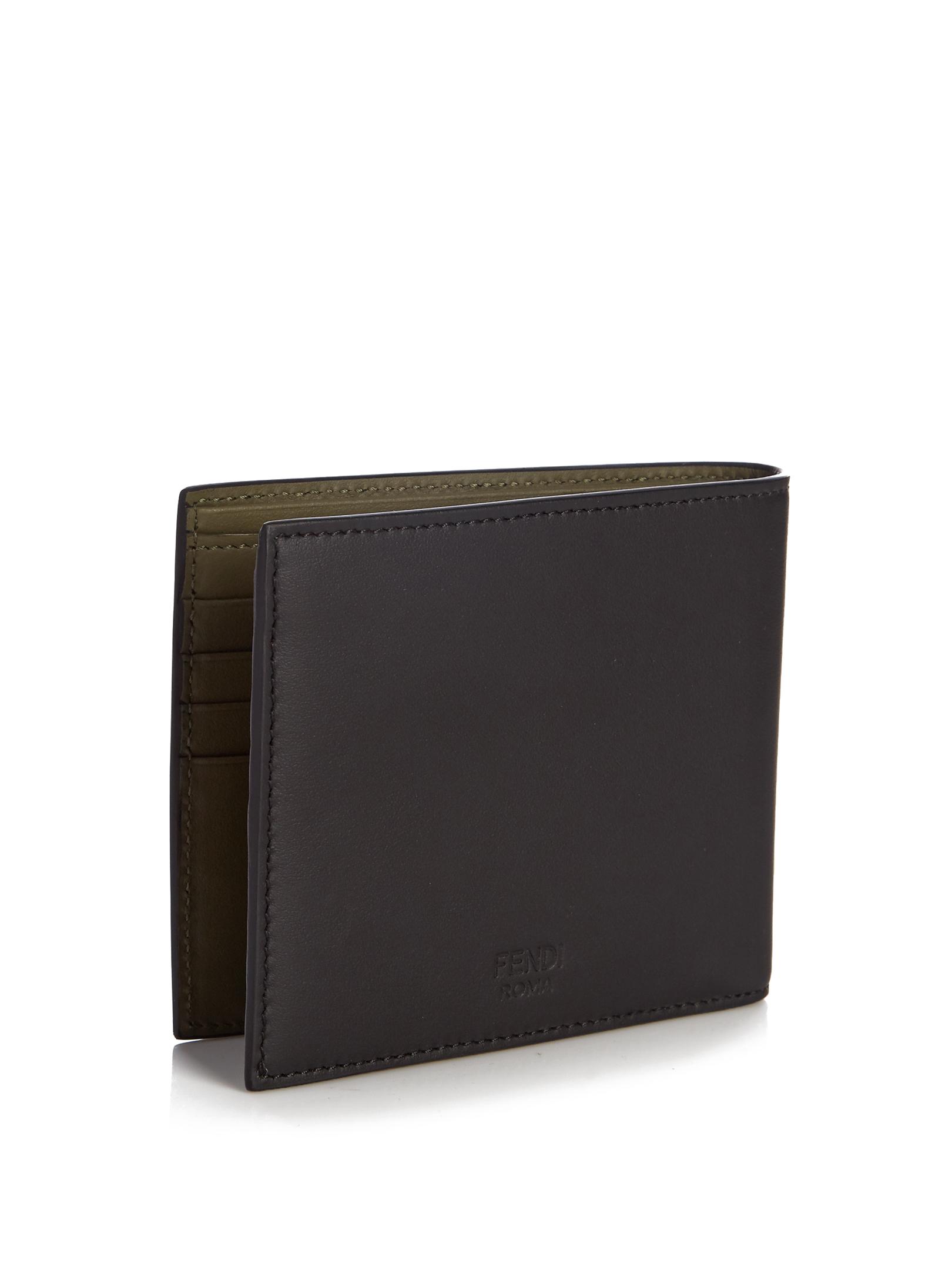 Fendi No Words Bi-fold Leather Wallet in Black for Men | Lyst