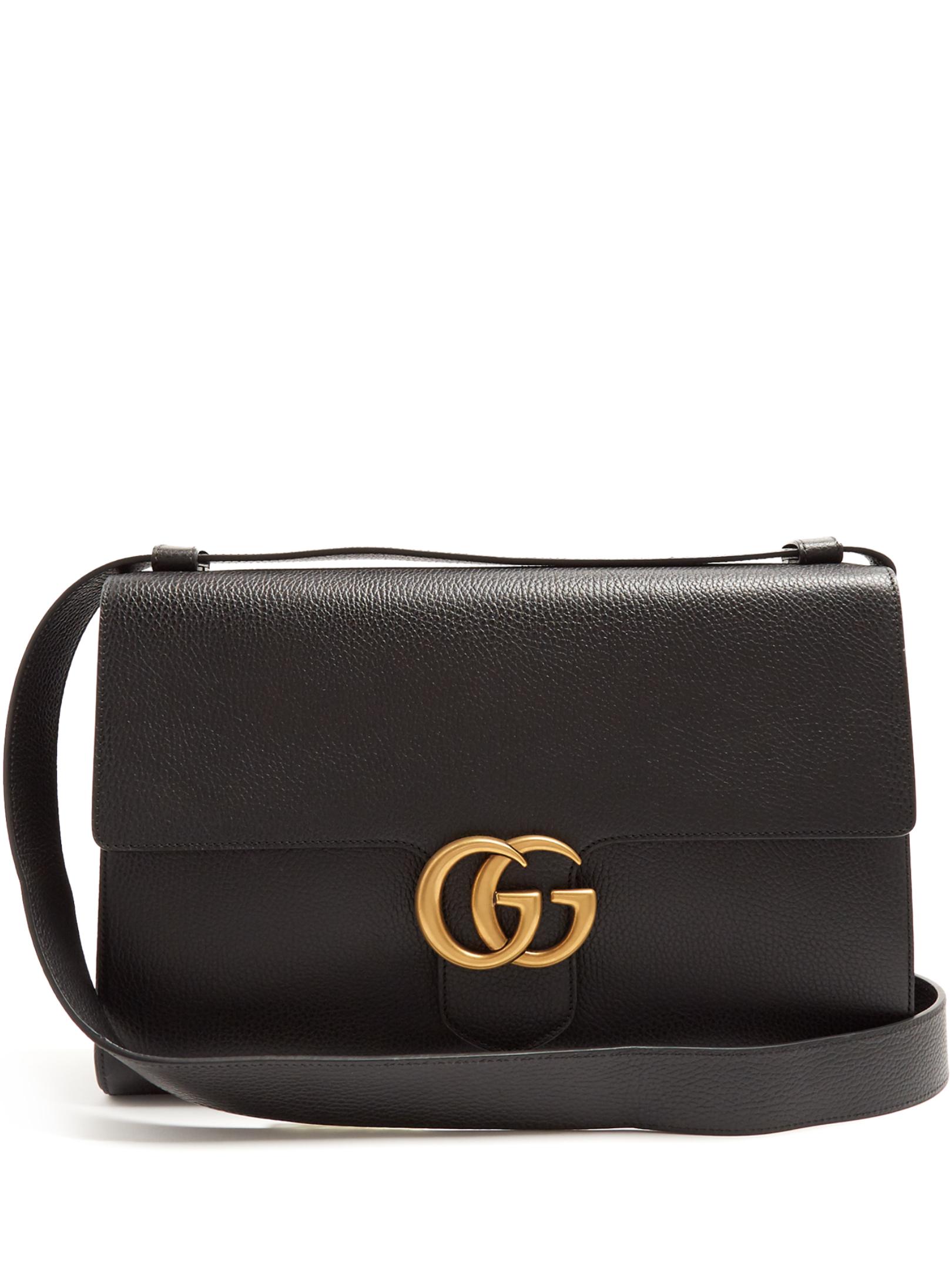 Gucci Gg Marmont Grained-leather Messenger Bag in Black for Men | Lyst