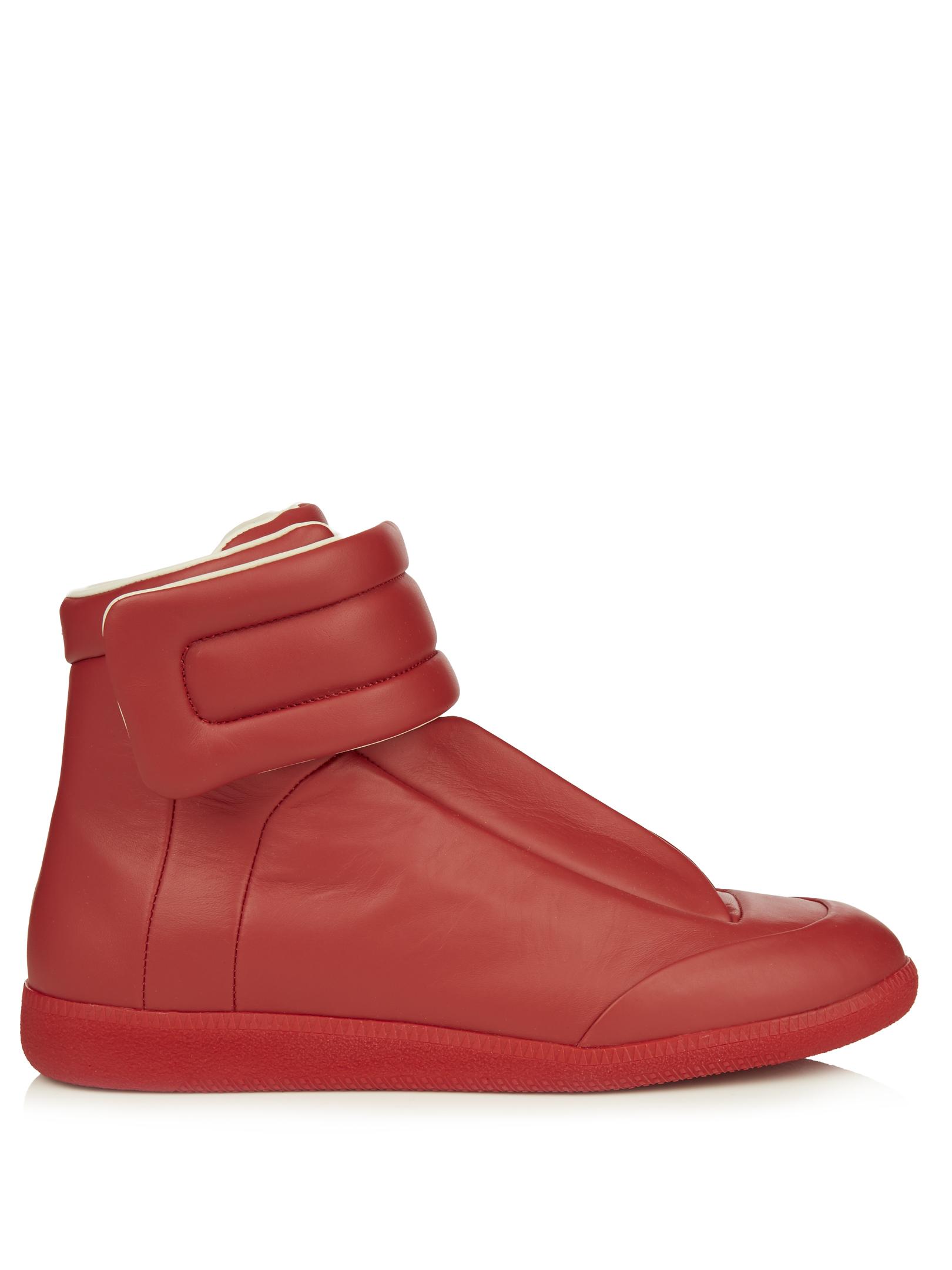 Maison Margiela Future Leather High-Top Sneakers in Red ...