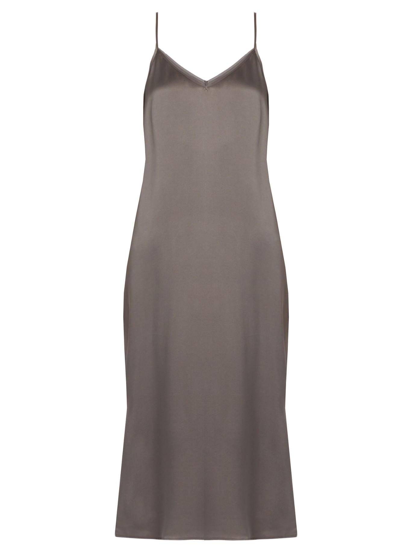 gray silk slip dress