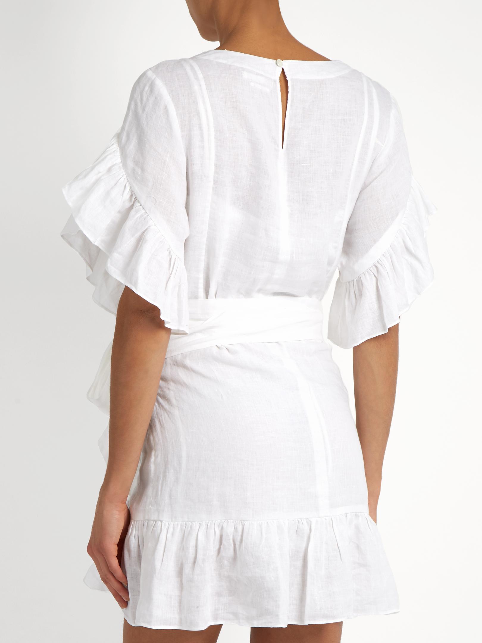 Ruffled Linen Mini Dress 