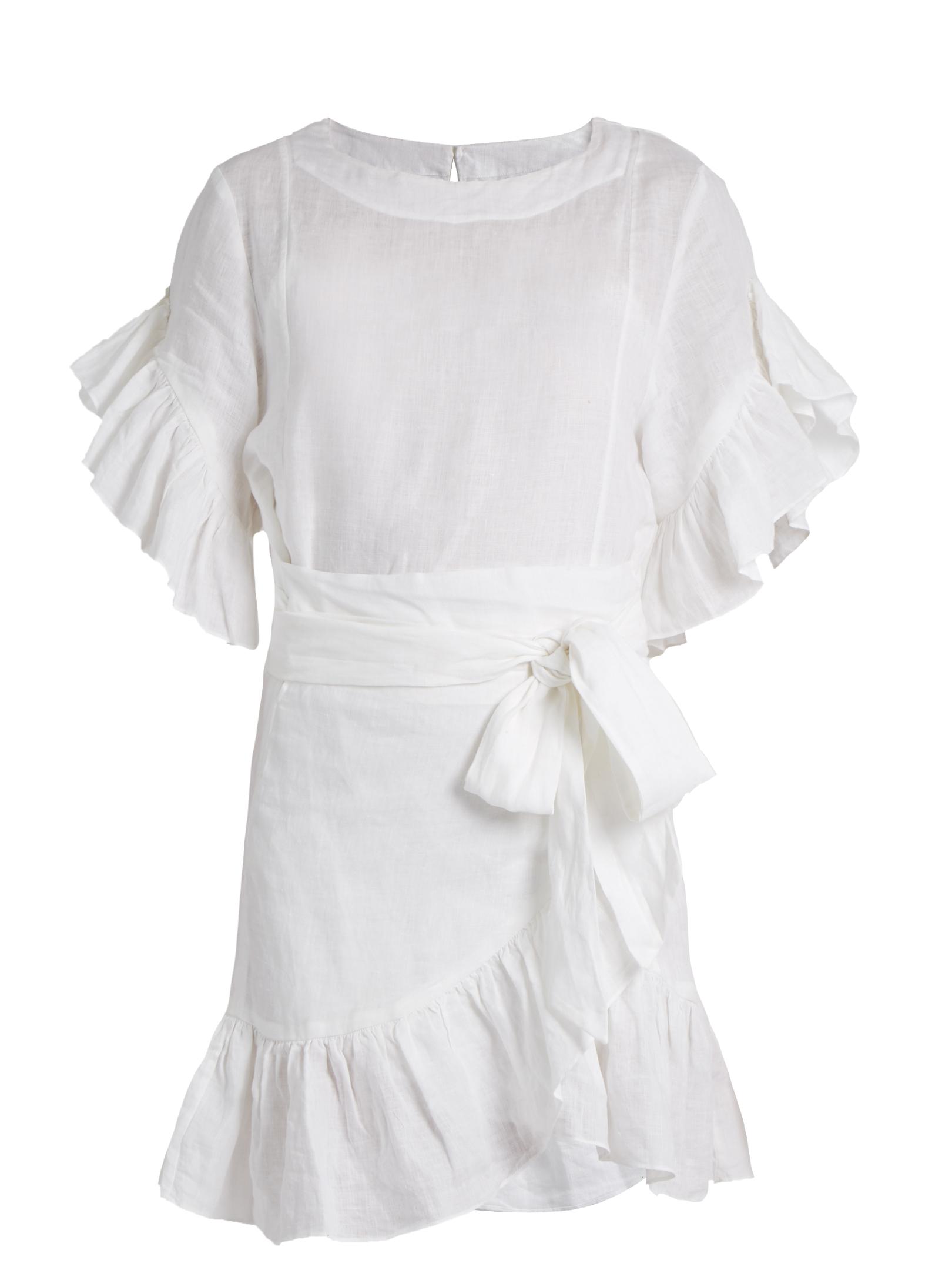 Isabel Marant Delicia Ruffled Linen Mini Dress in White | Lyst