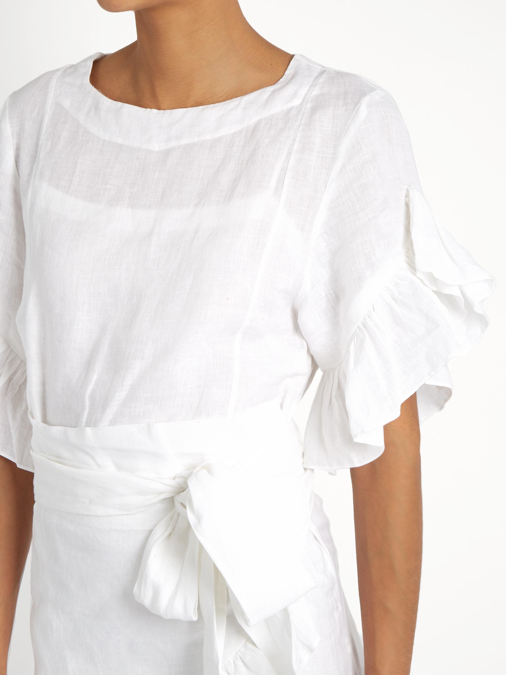Étoile Marant Delicia Ruffled Linen Mini Dress White - Lyst