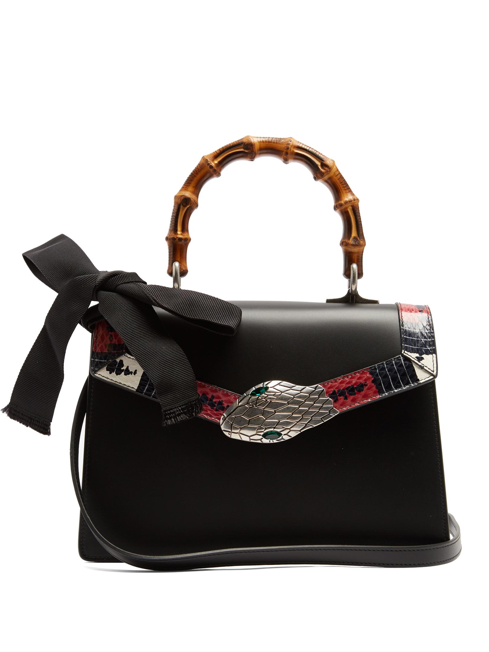Gucci Lilith Small Bamboohandle Leather Bag in Black Lyst