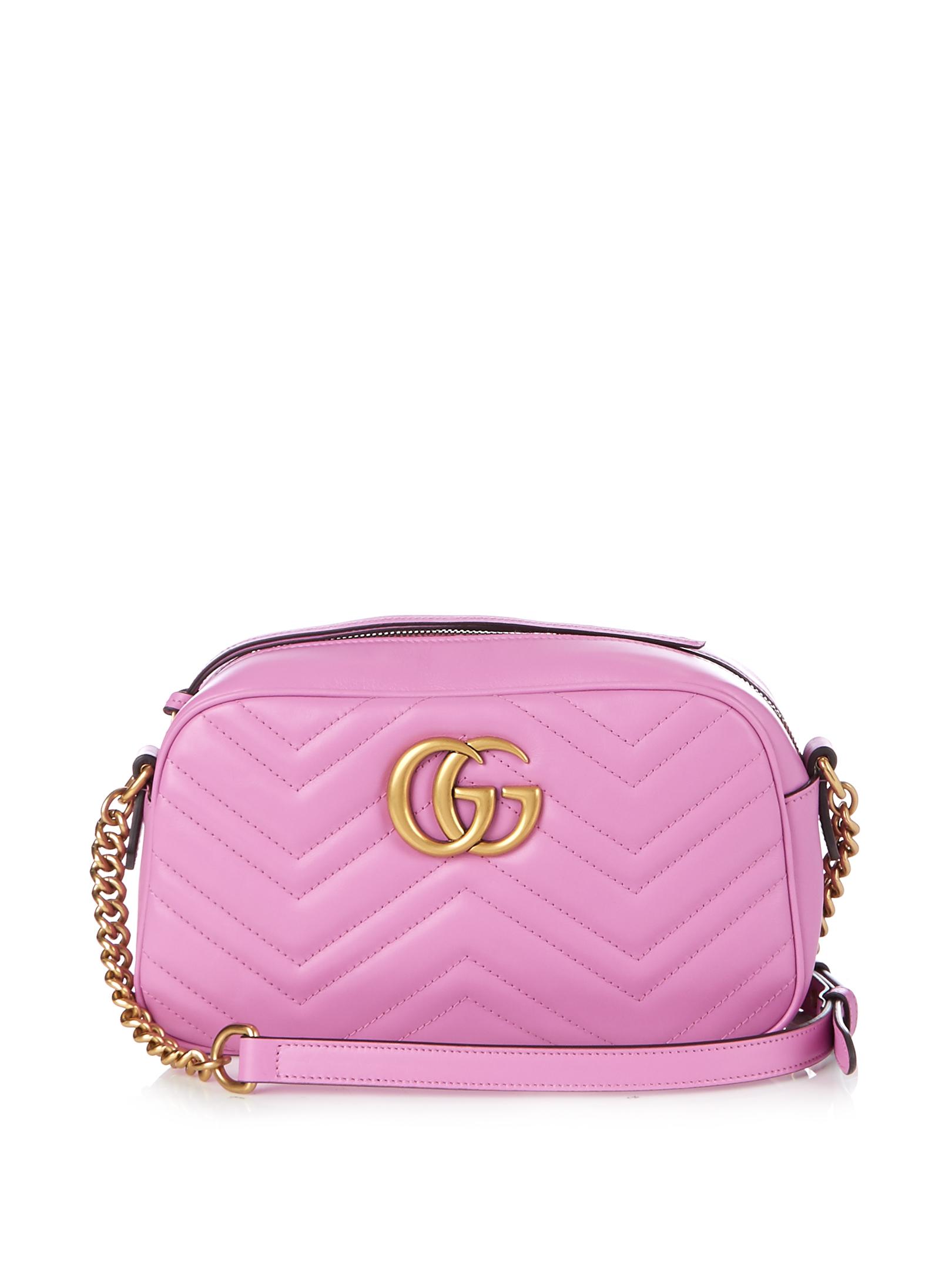 Gucci Gg Marmont Small Quilted-leather Cross-body Bag in Pink - Lyst
