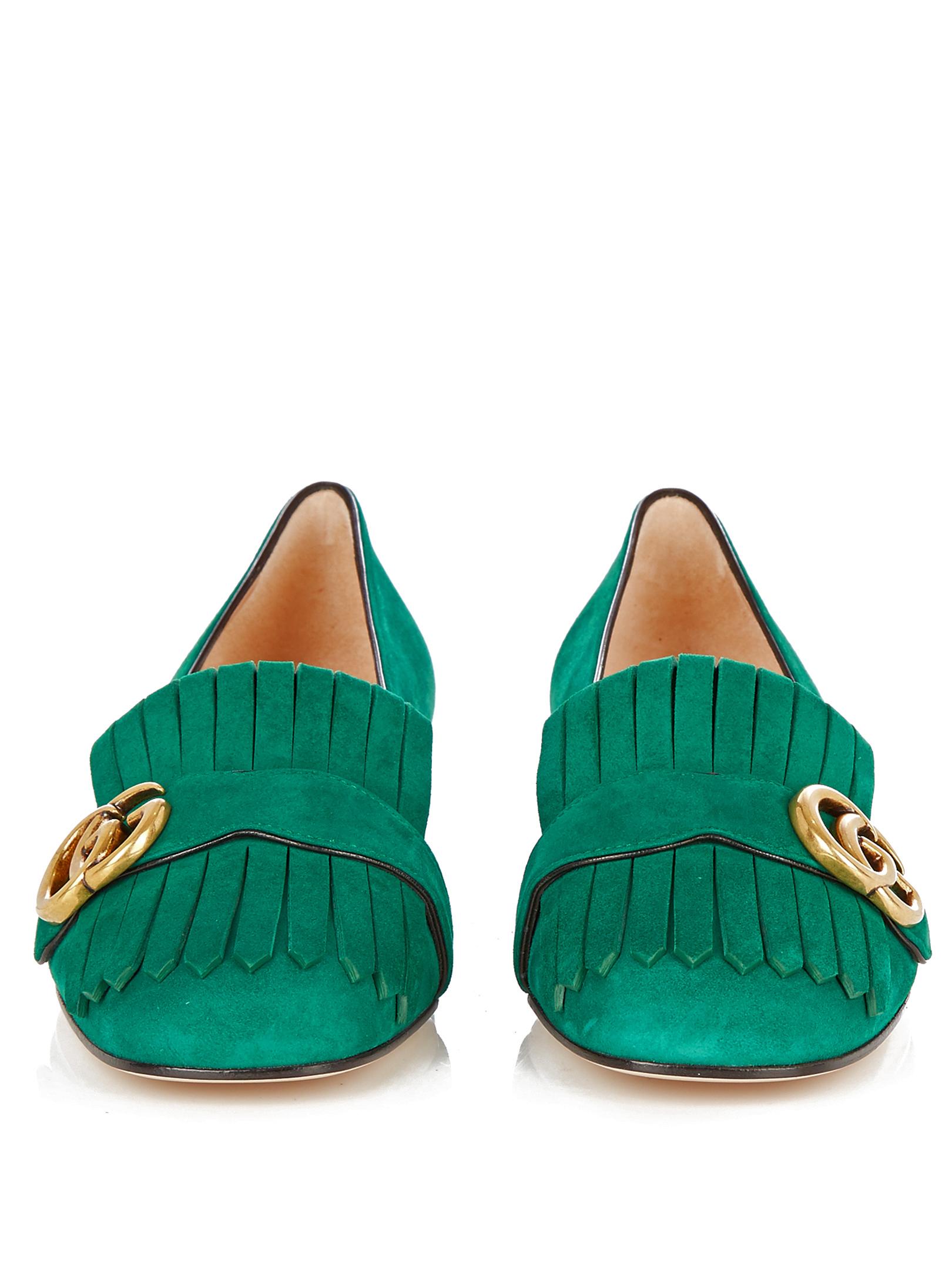Gucci Marmont Fringed Suede Loafers in Lyst
