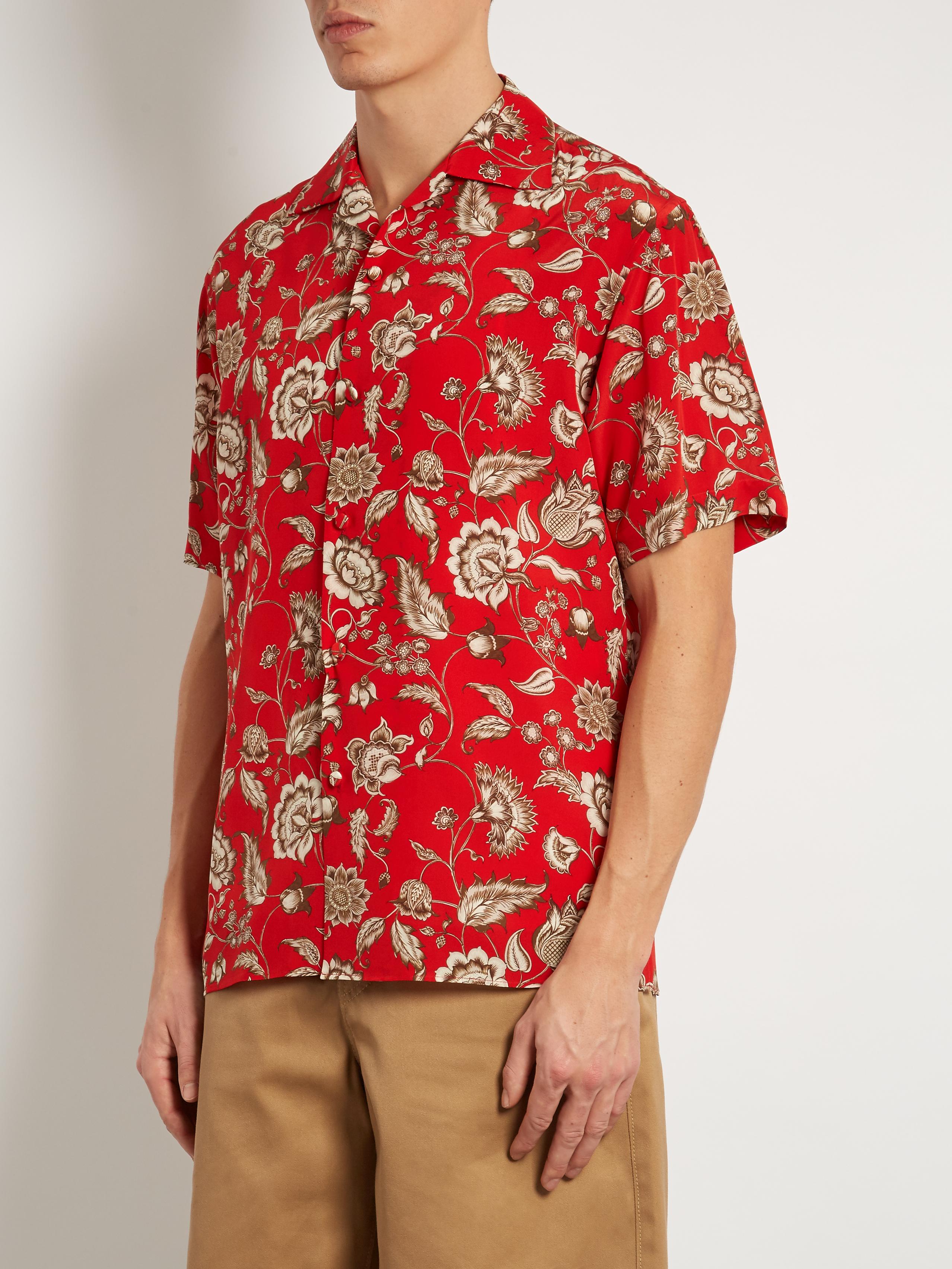 Gucci - Men's Printed Casual Shirt - Red - Silk - Shirts
