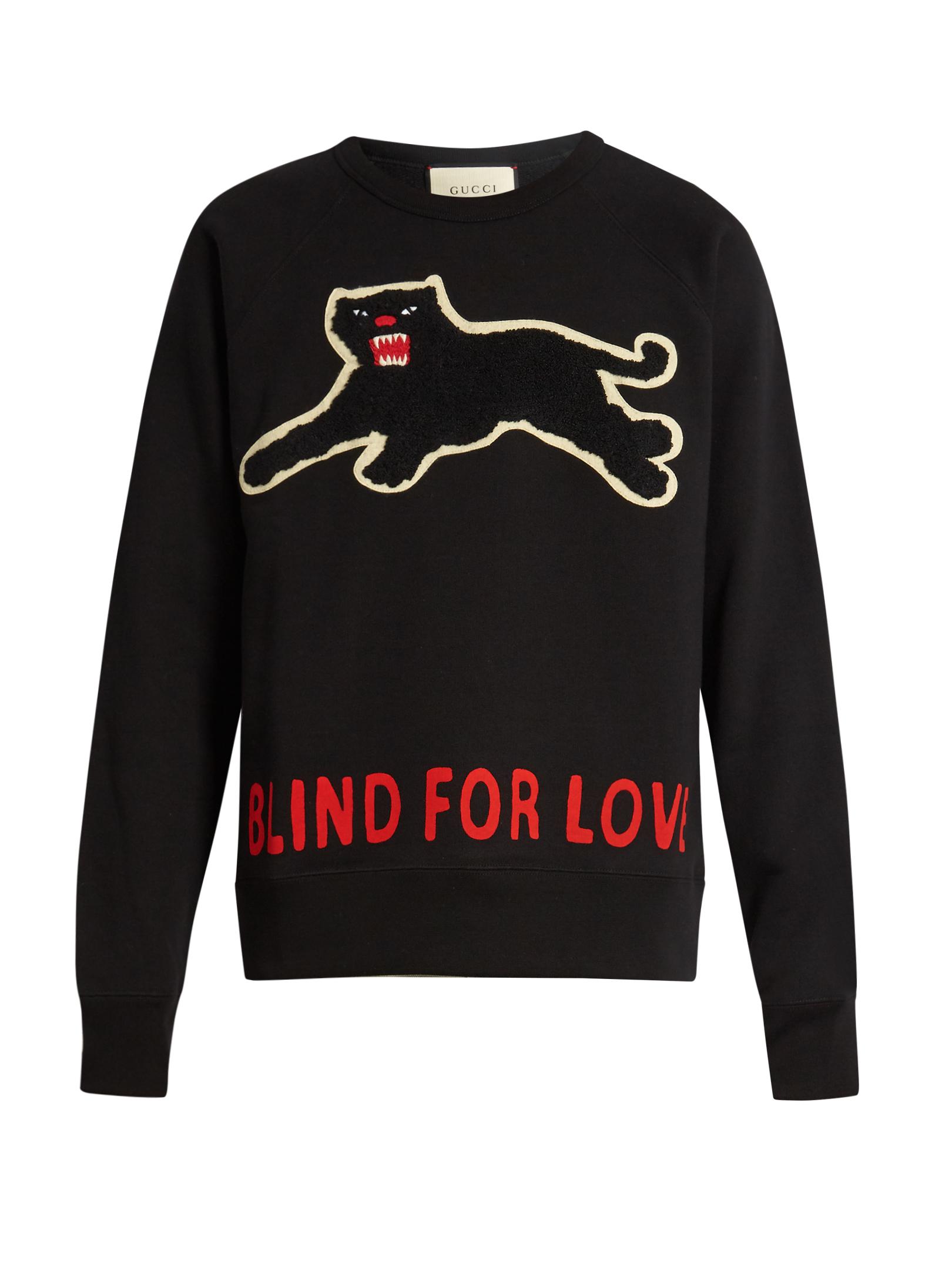 Lyst - Gucci Panther-appliqué Crew-neck Sweatshirt in Black for Men
