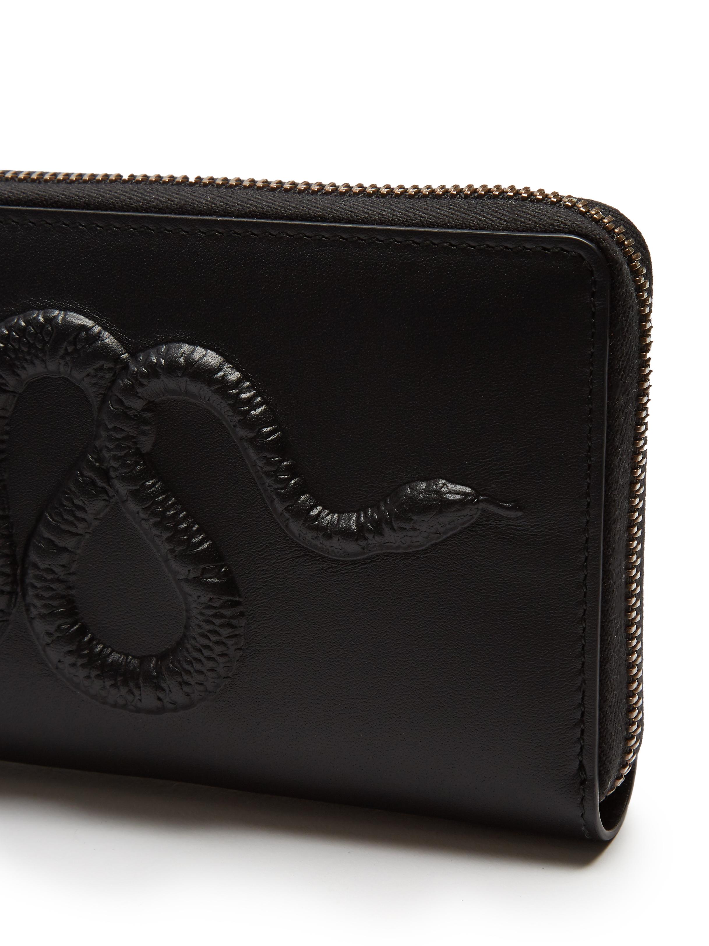 Lyst - Gucci Snake-embossed Leather Wallet in Black