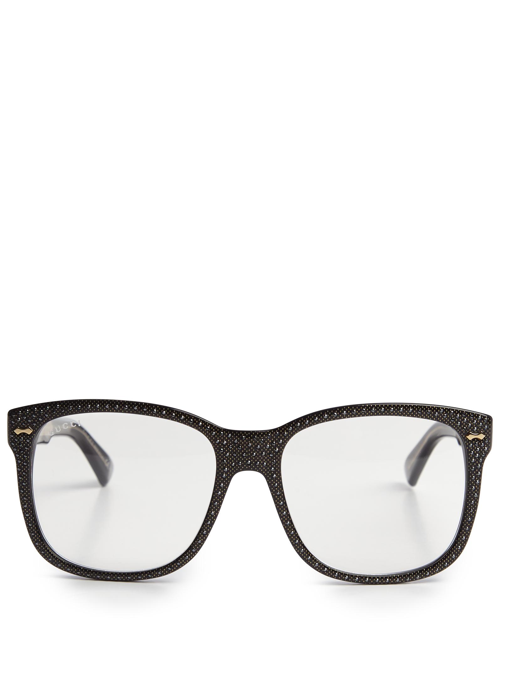 Gucci Embellished D-frame Glasses in Black Lyst