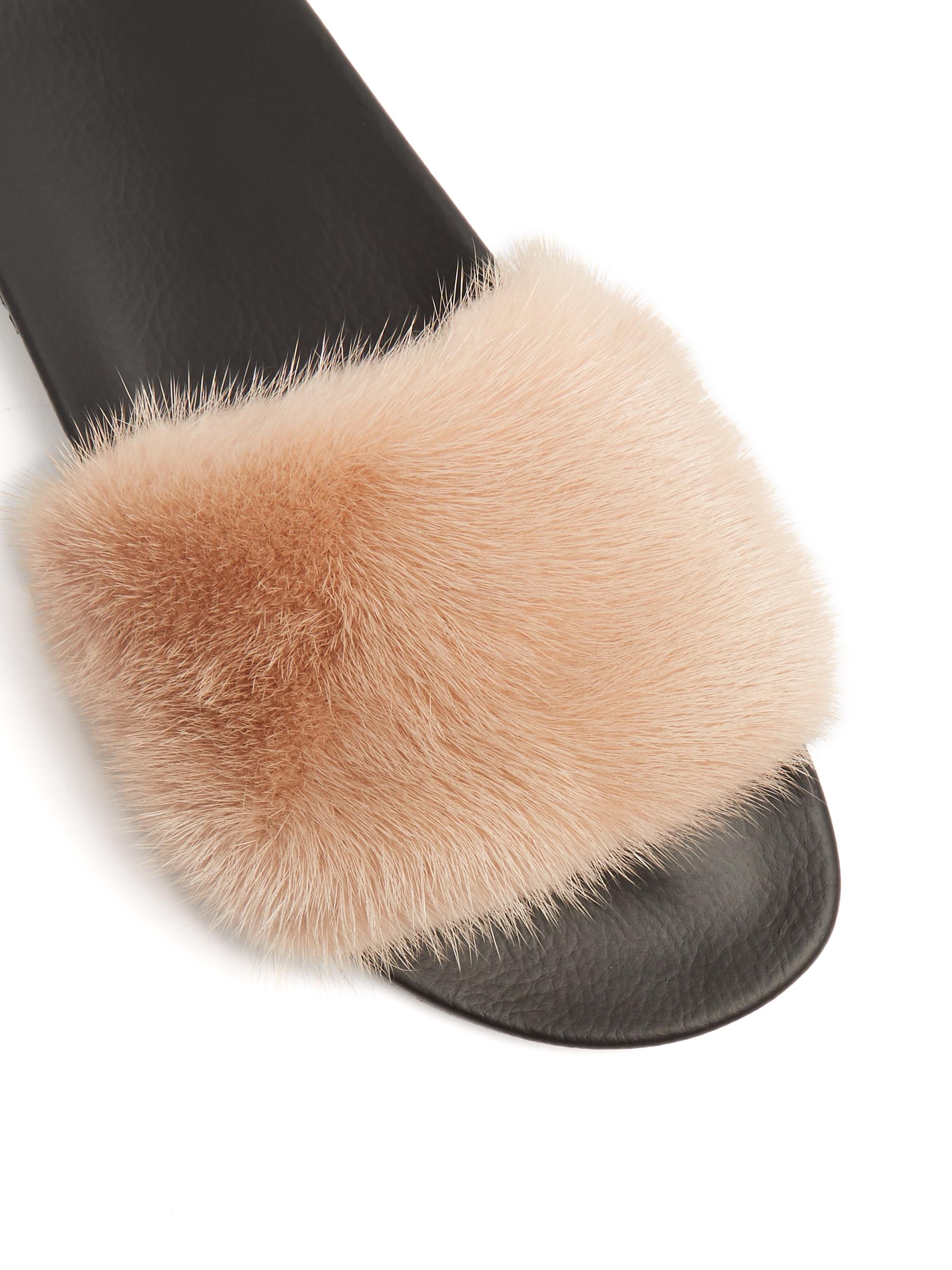 givenchy women's mink fur & rubber slides