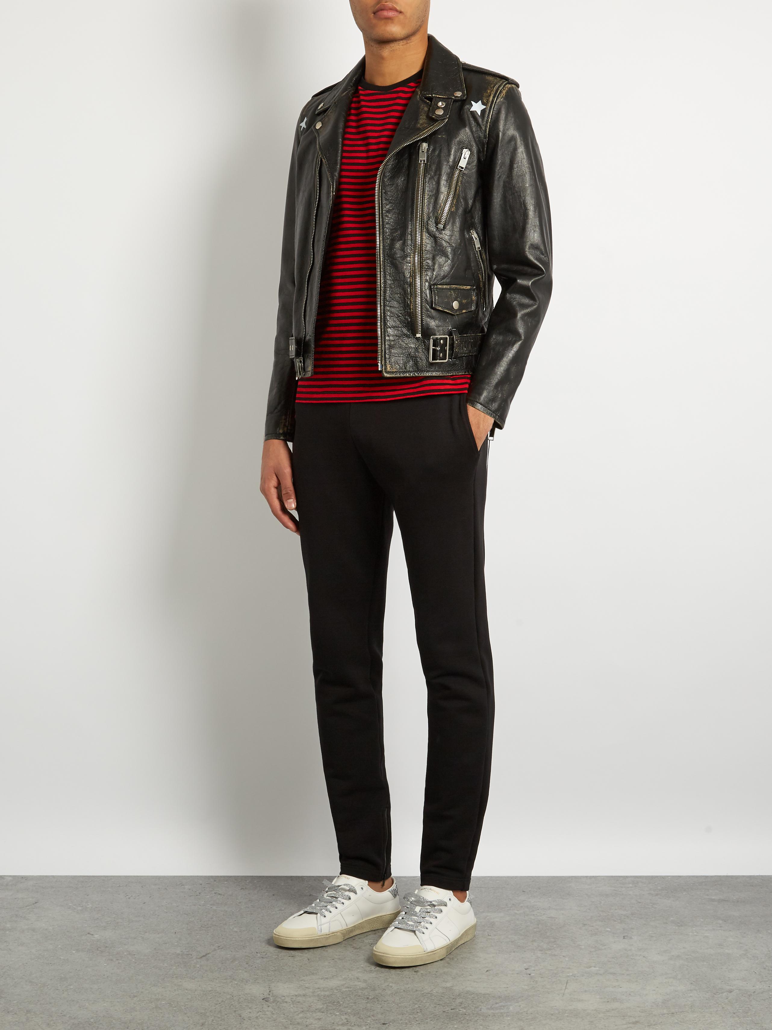Saint Laurent Star print Tarnished leather Jacket in Black for Men