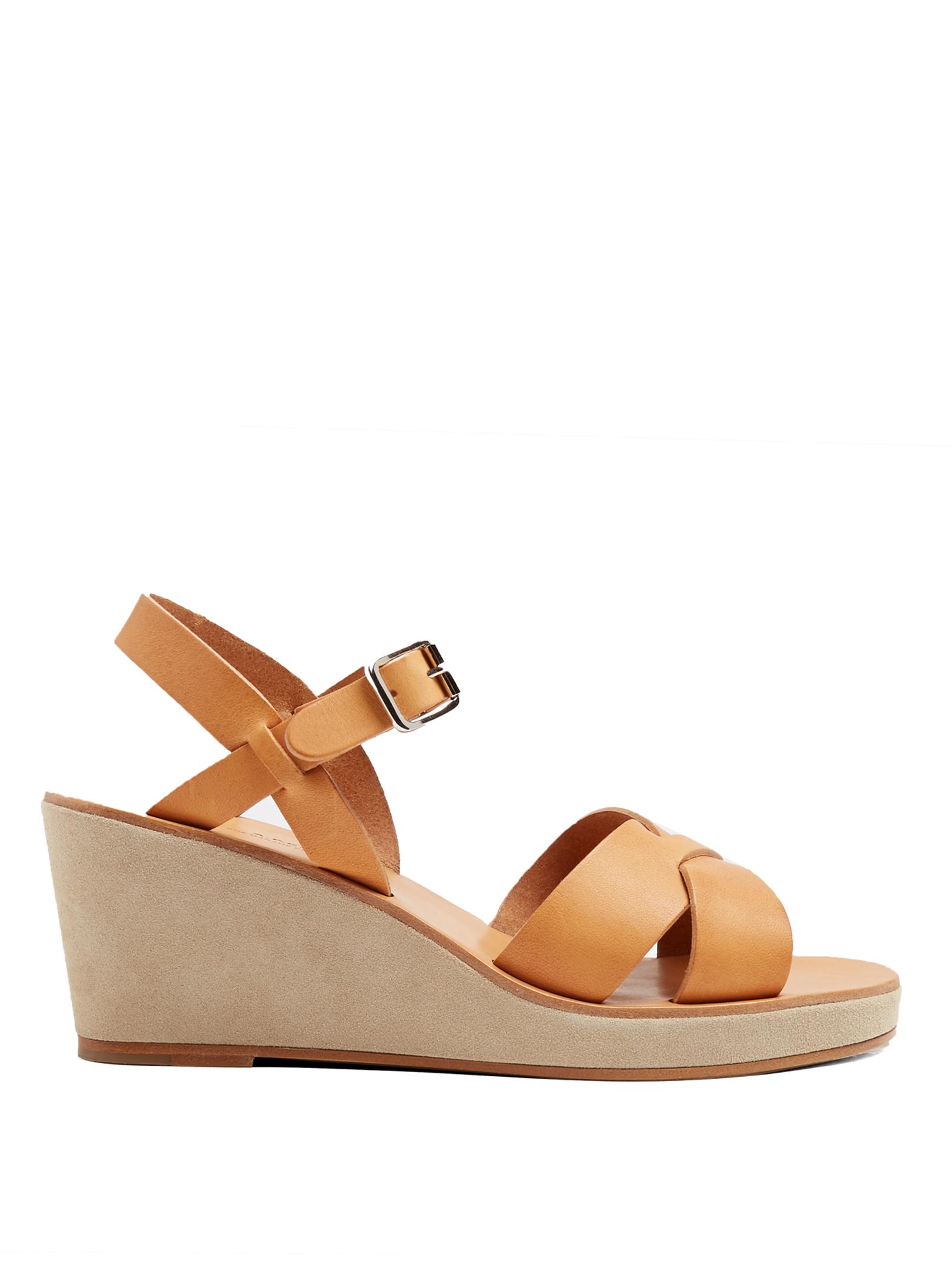 Lyst - A.P.C. Classic Leather And Suede Wedges in Natural