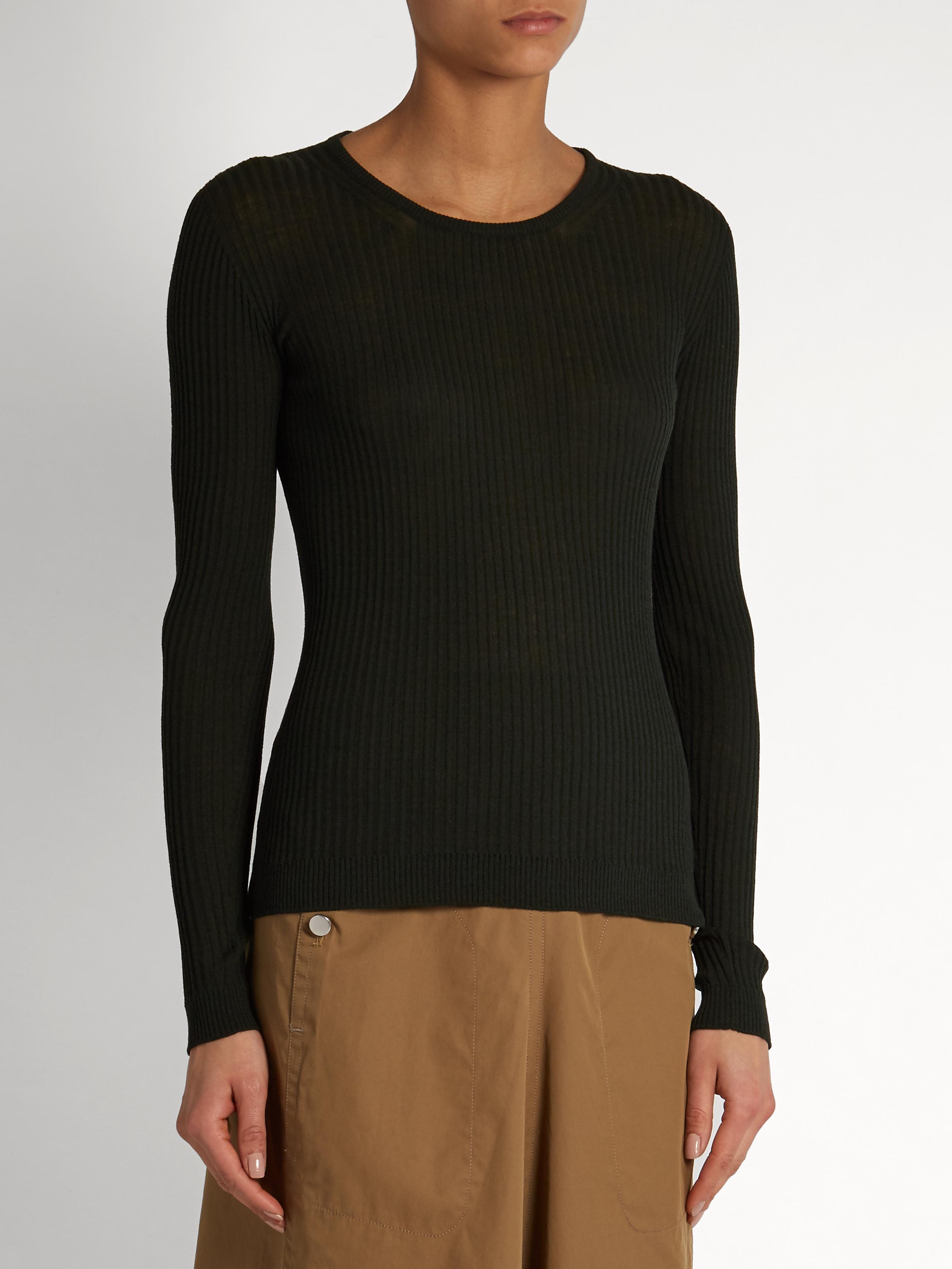 Lyst - Lemaire Ribbed-knit Wool Sweater in Green