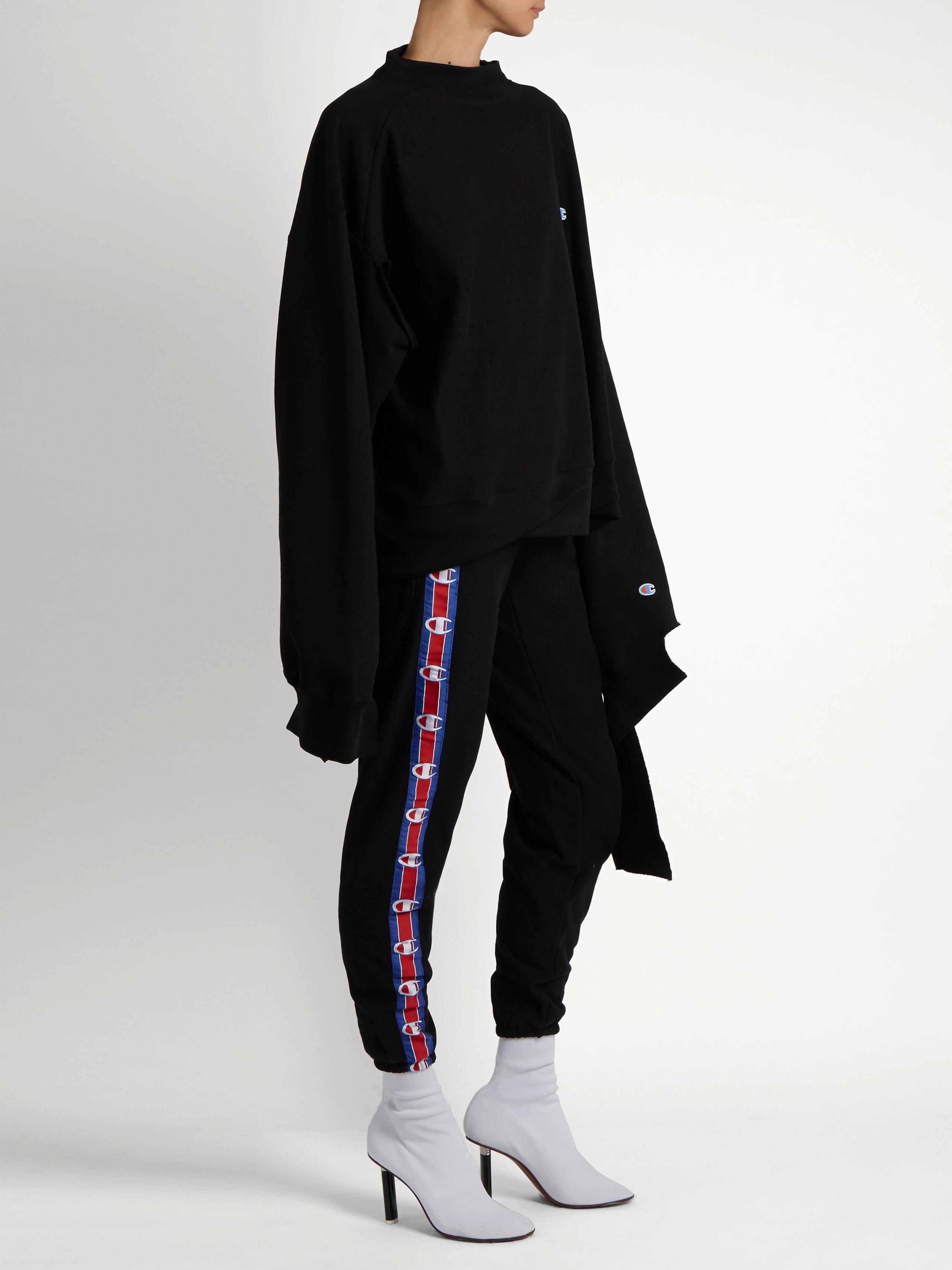 Vetements X Champion Cotton-blend Track Pants in Black - Lyst