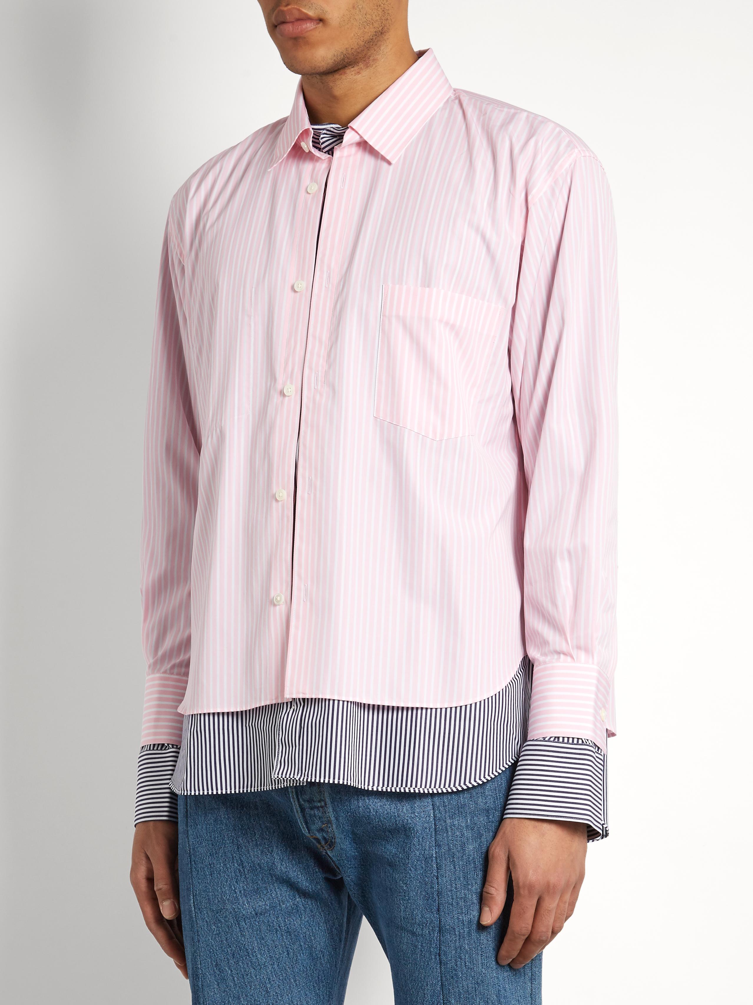 Vetements Cotton X Comme Des Garcons Double Layer Shirt In Pink For Men Lyst