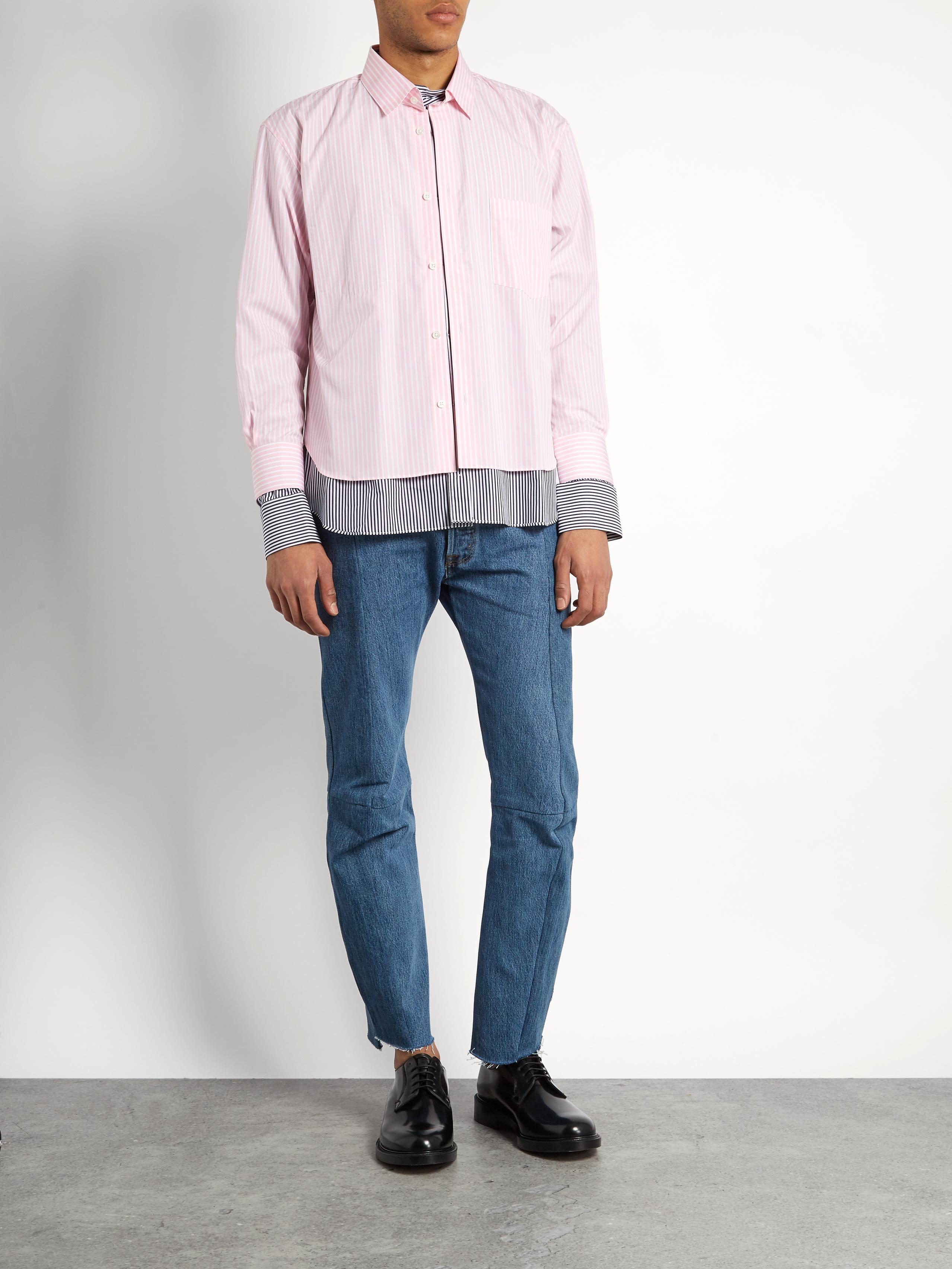 Vetements Cotton X Comme Des Garcons Double Layer Shirt In Pink For Men Lyst