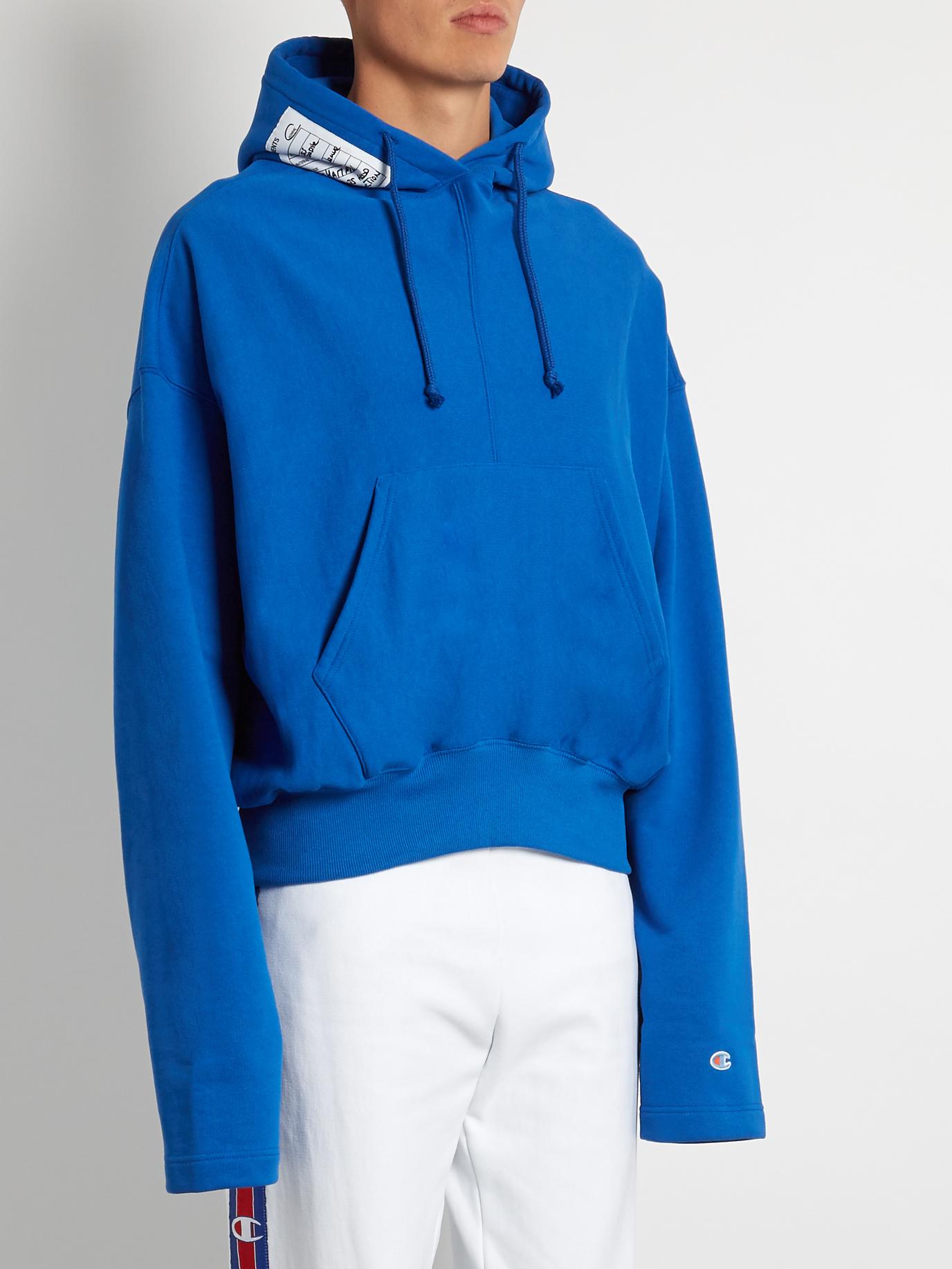 Vetements X Champion Hooded Oversized Sweatshirt in Blue for Men | Lyst