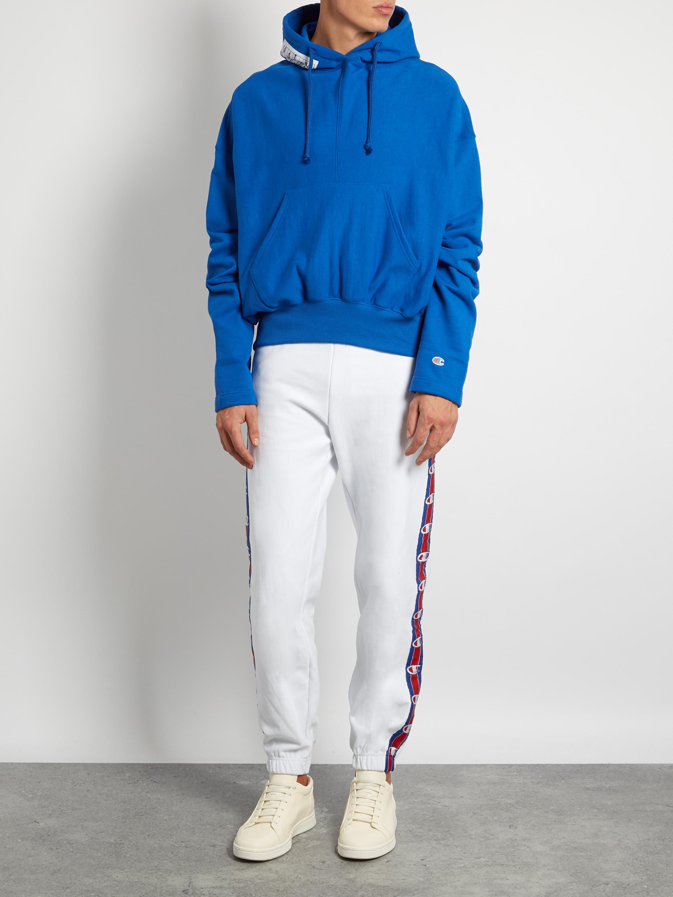 Vetements Cotton X Champion Hooded Oversized Sweatshirt in Blue for Men |  Lyst