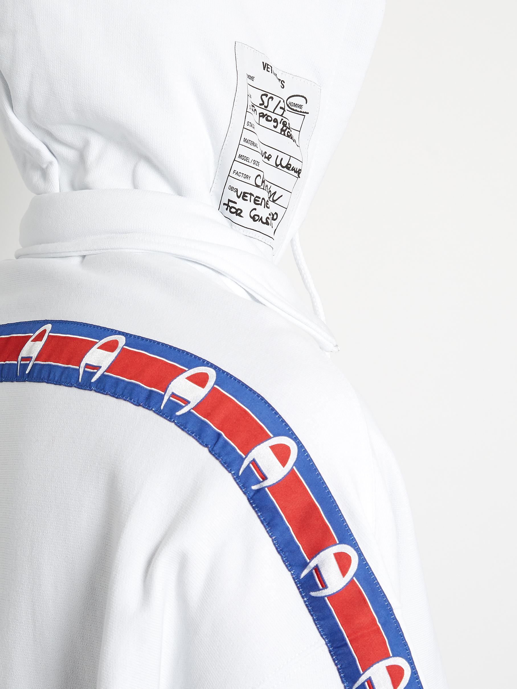 Vetements X Champion Hooded Sweatshirt in White for Men | Lyst