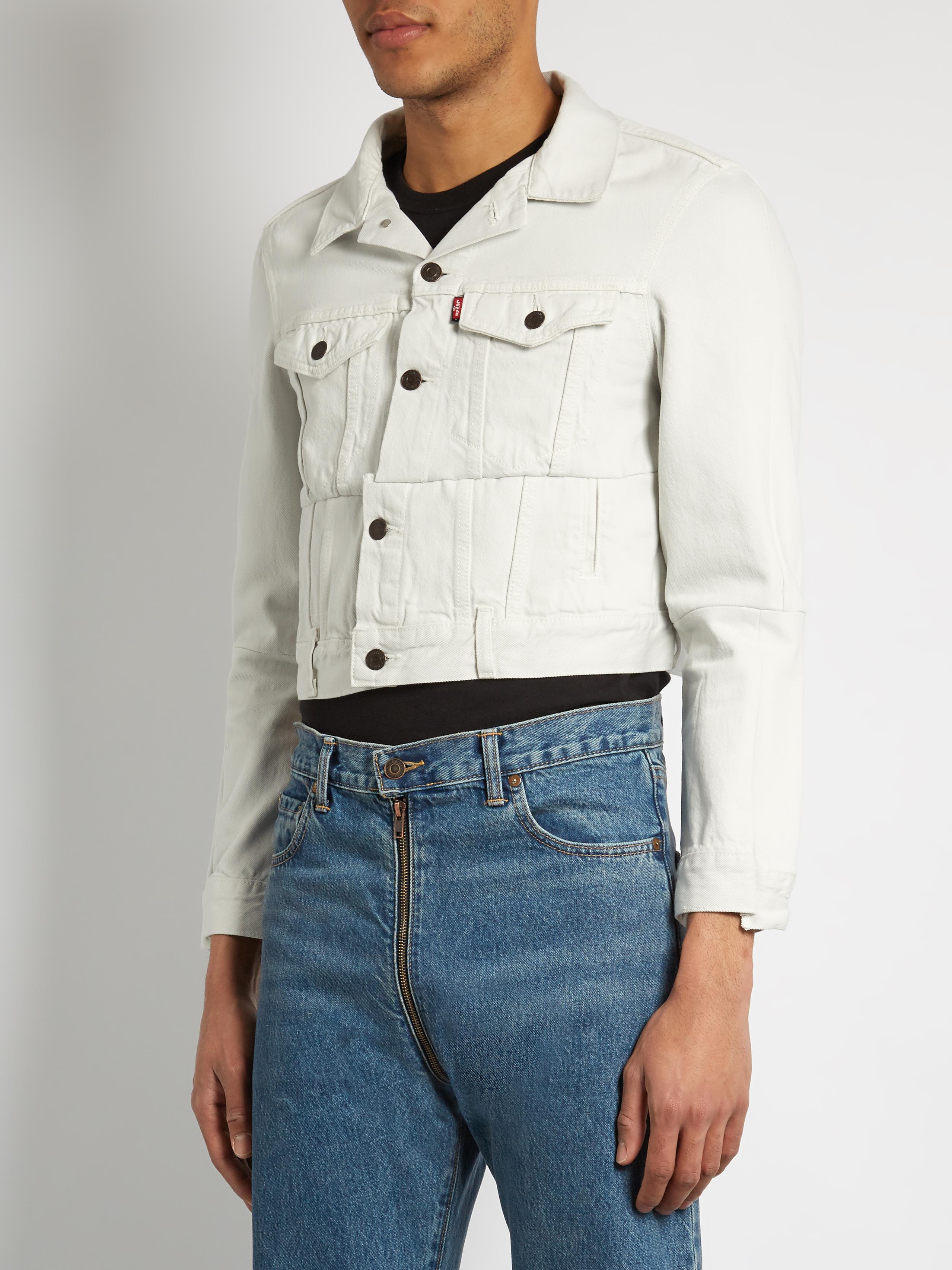 Lyst - Vetements X Levi's Reworked Cropped Denim Jacket in White for Men