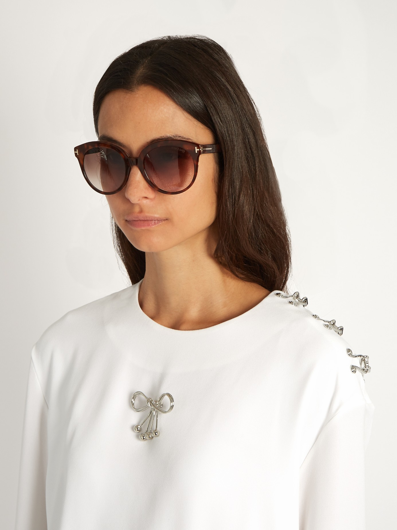 Tom Ford Monica Acetate Sunglasses in Gray - Lyst