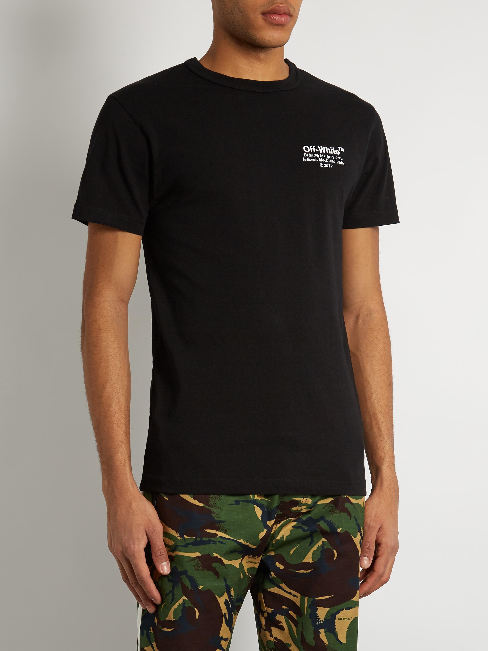 Off-White c/o Virgil Abloh Embroidered Cotton-jersey T-shirt in Black ...