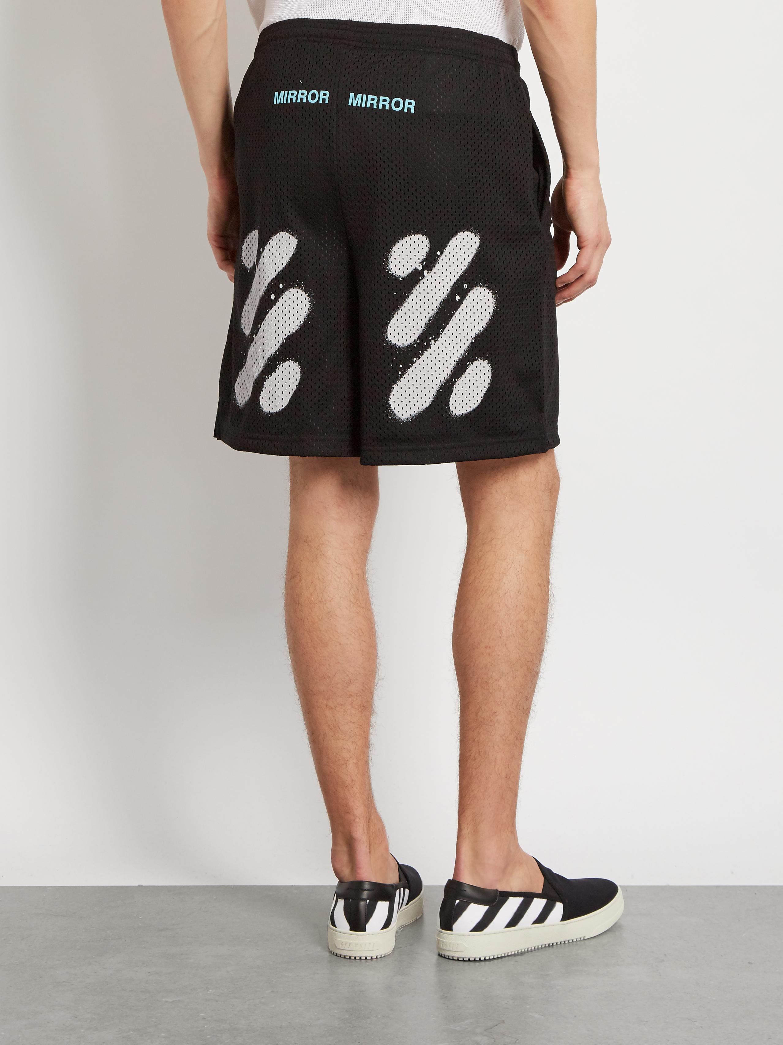 Off-White c/o Virgil Abloh Spray-paint Mesh Shorts in Black for Men | Lyst