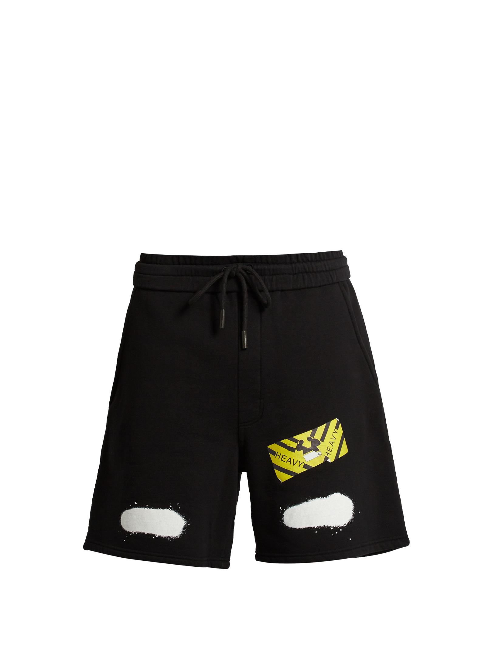 Off-White c/o Virgil Abloh Spray-paint Print Cotton-jersey Shorts in Black  for Men - Lyst