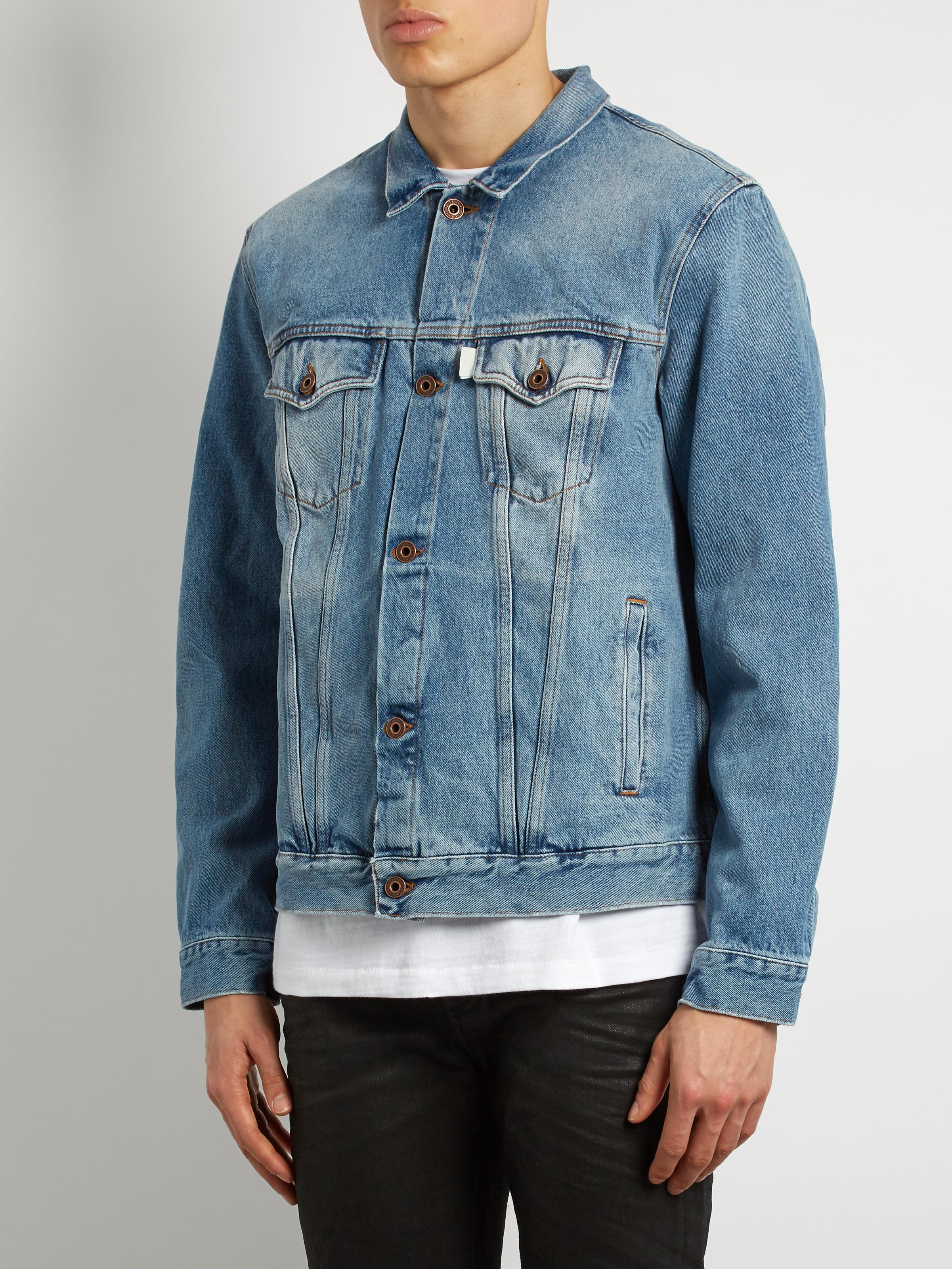 Off-White c/o Virgil Abloh Spray Paint Denim Jacket in Blue for Men