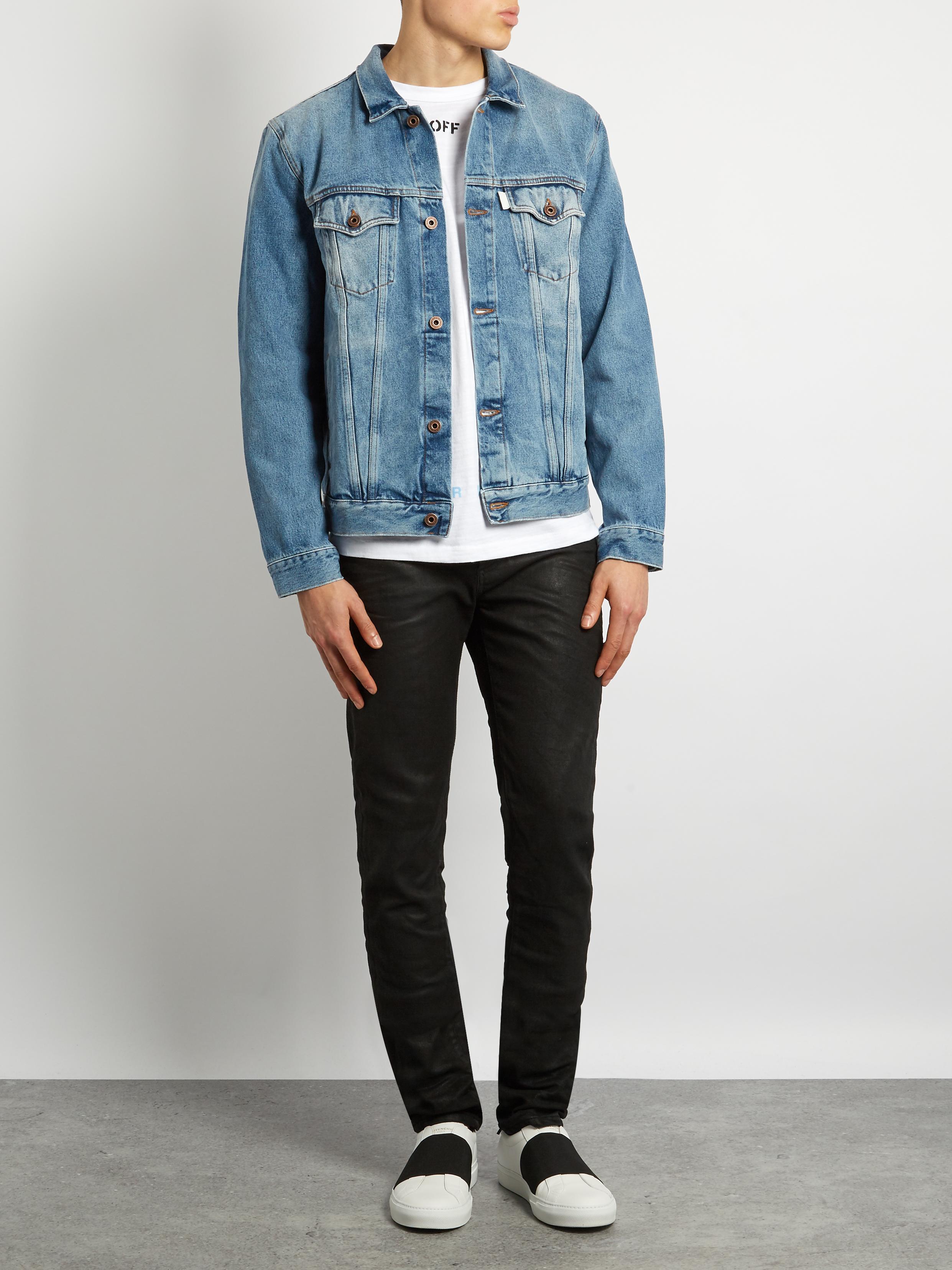 Off-White c/o Virgil Abloh Spray Paint Denim Jacket in Blue for Men - Lyst