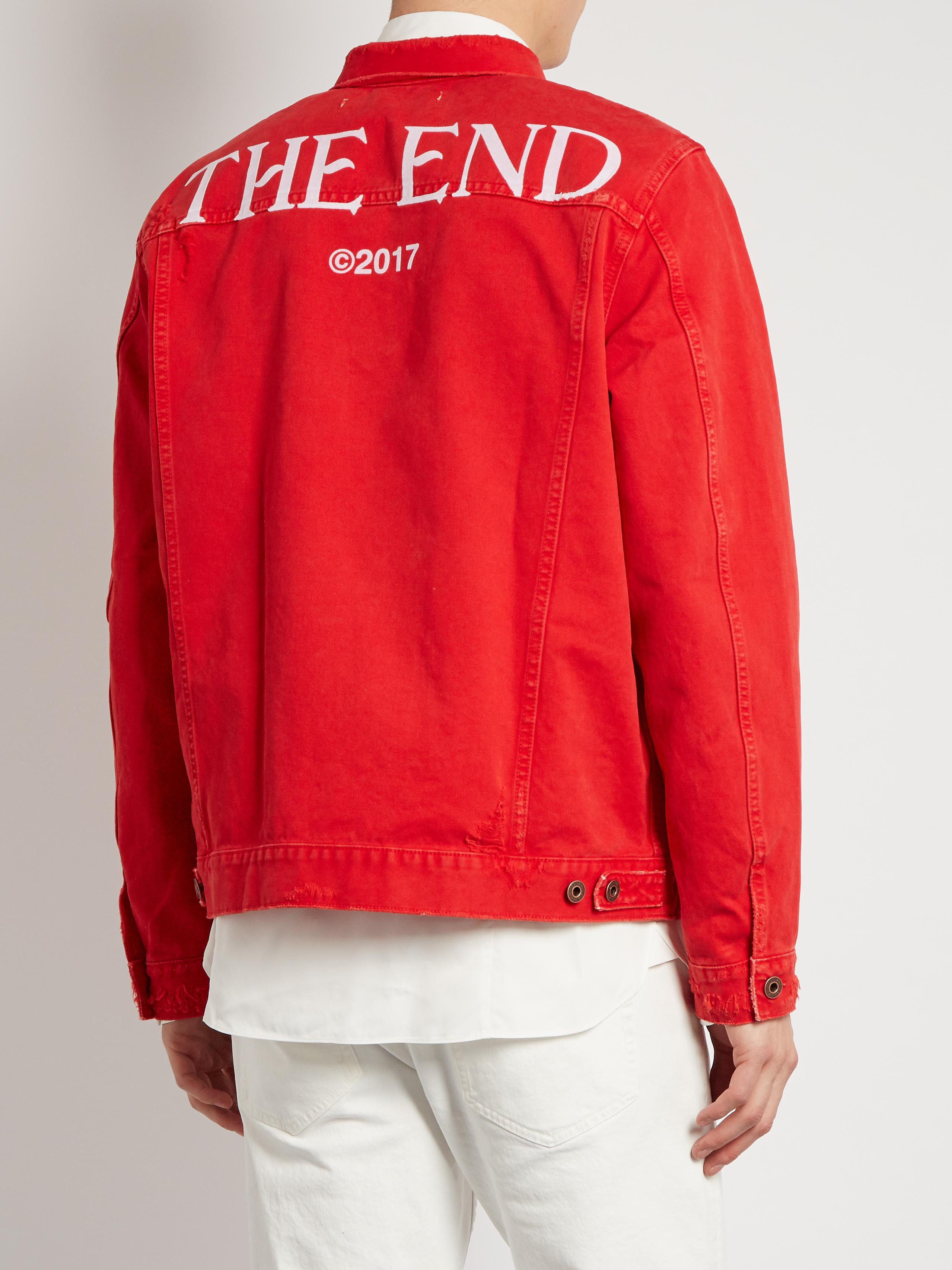 red off white denim jacket