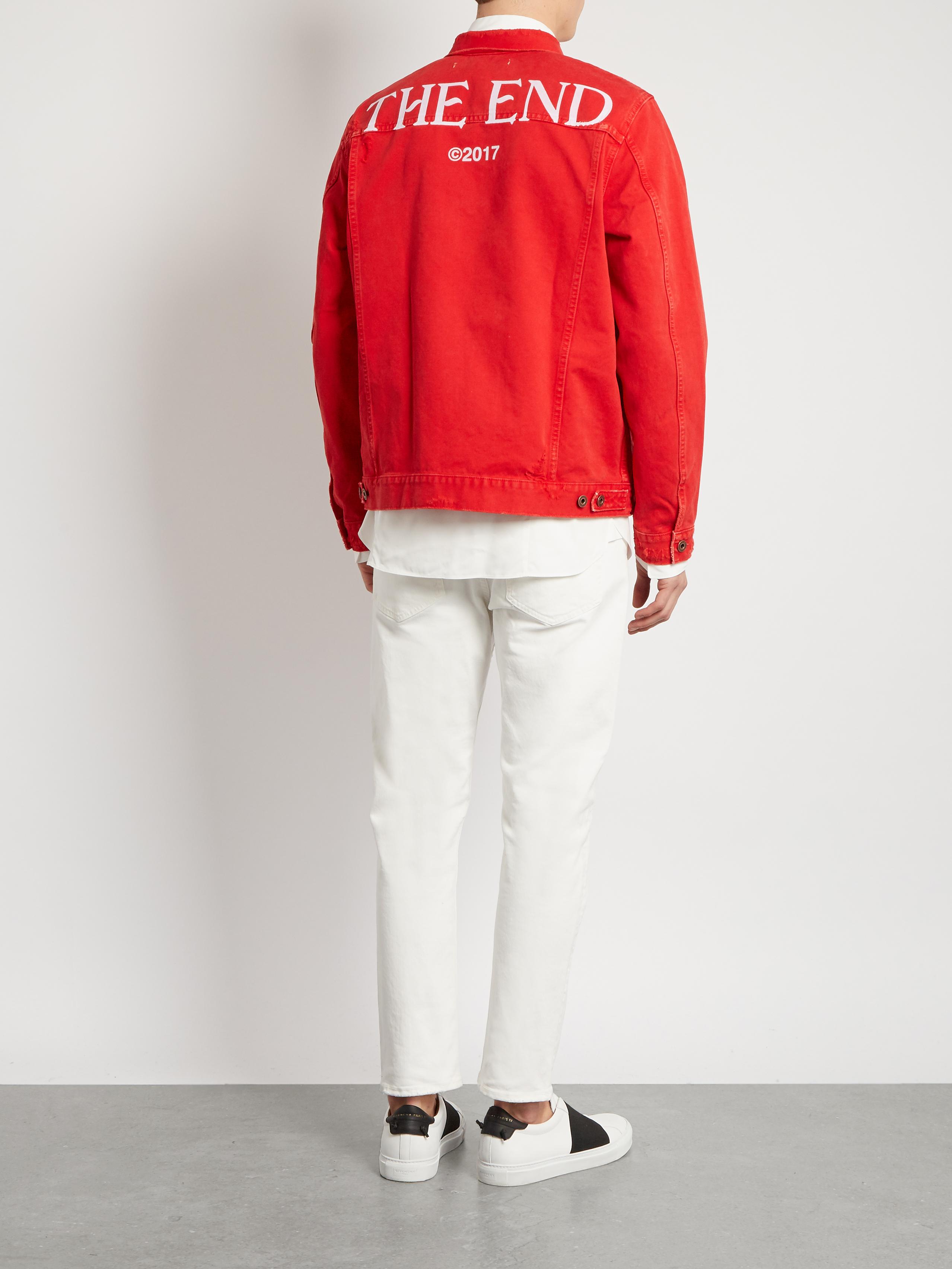 Off-White c/o Virgil Abloh The End Denim Jacket in Red for Men | Lyst