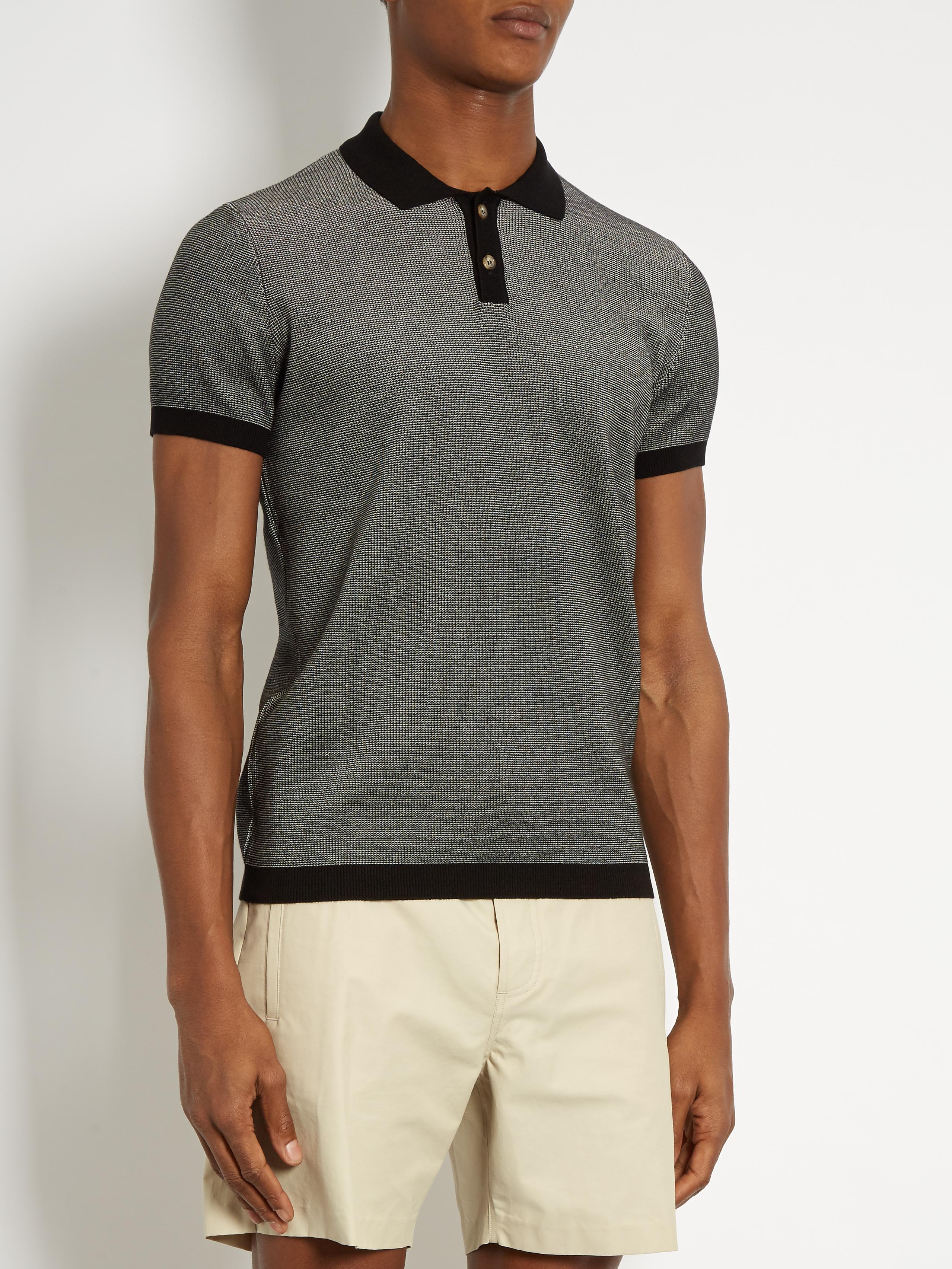 Download Orley Micro-stitch Cotton Polo Shirt in Black for Men - Lyst