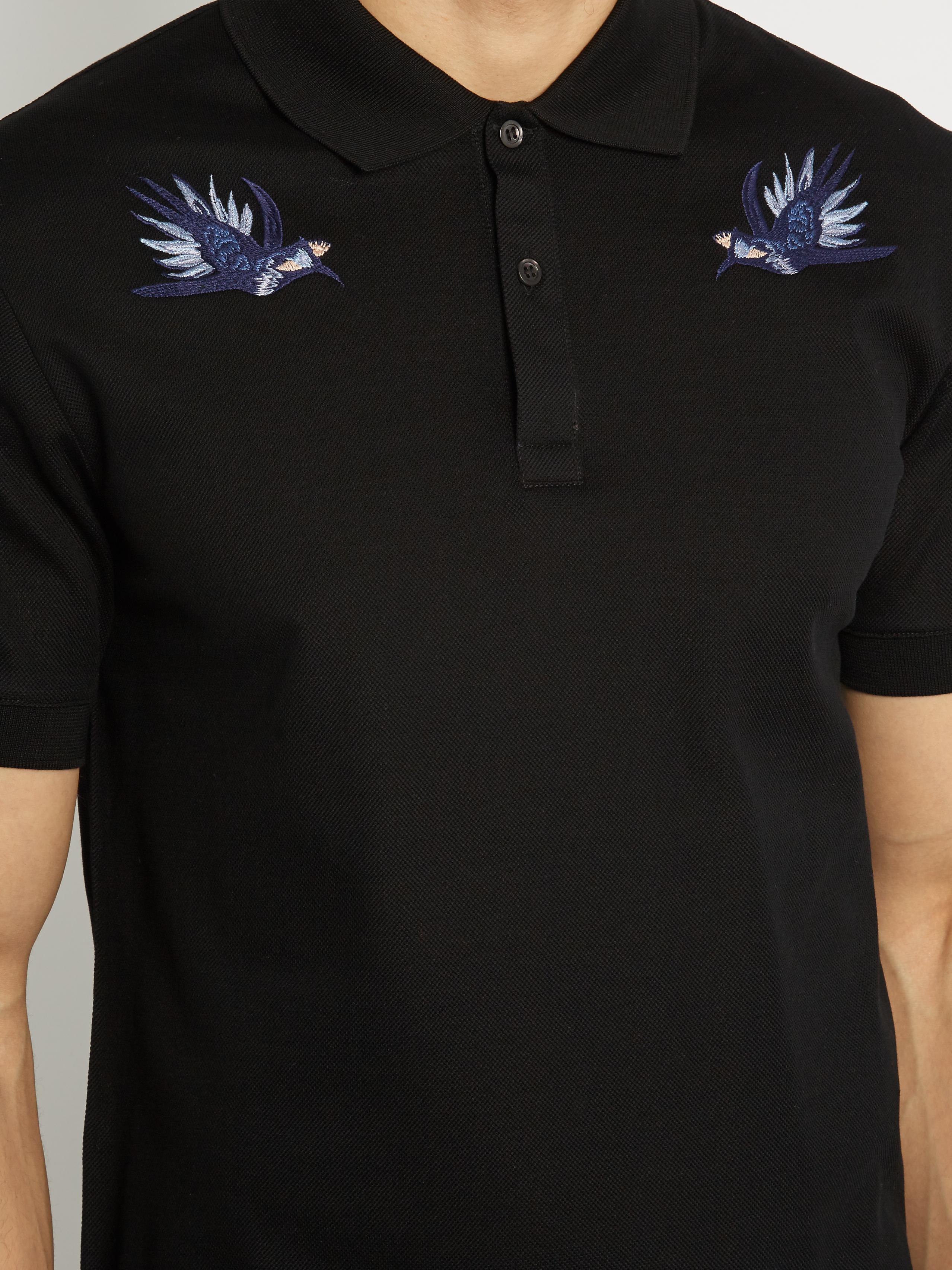 Download Alexander McQueen Hummingbird-embroidered Cotton Polo ...