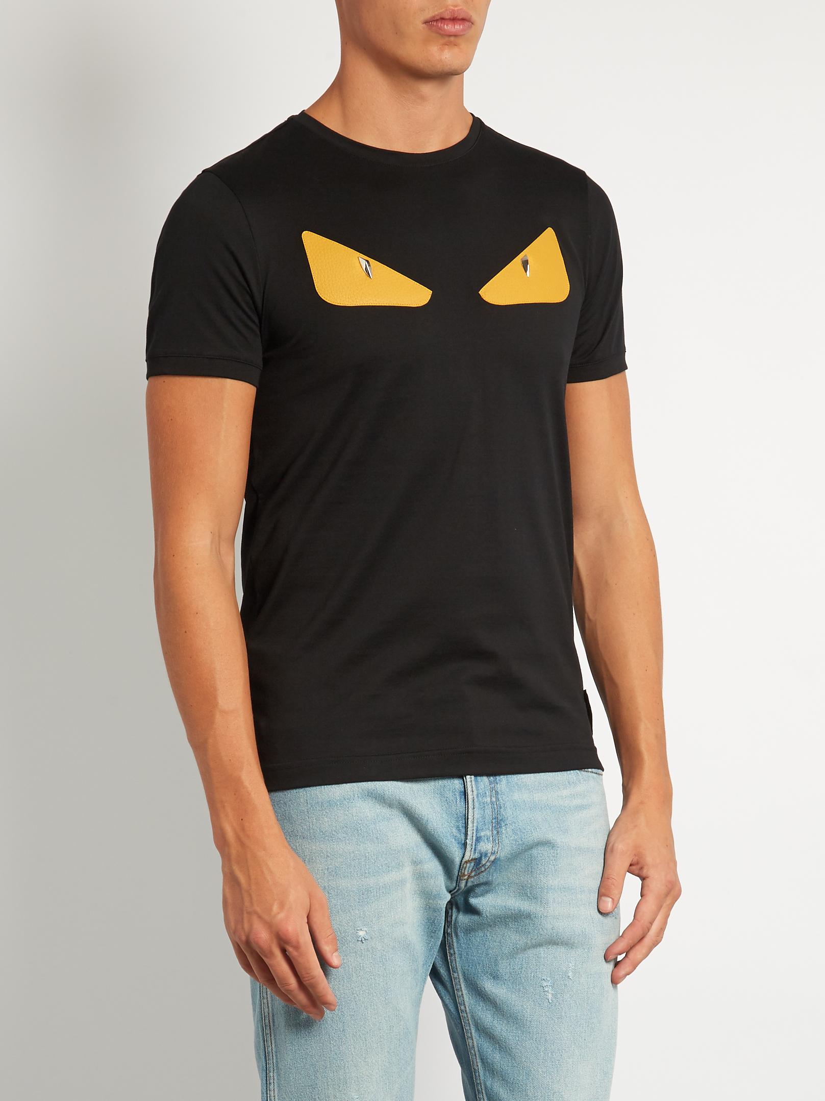 Fendi Bag Bugs-appliqué Cotton-jersey T-shirt in Black for Men - Lyst