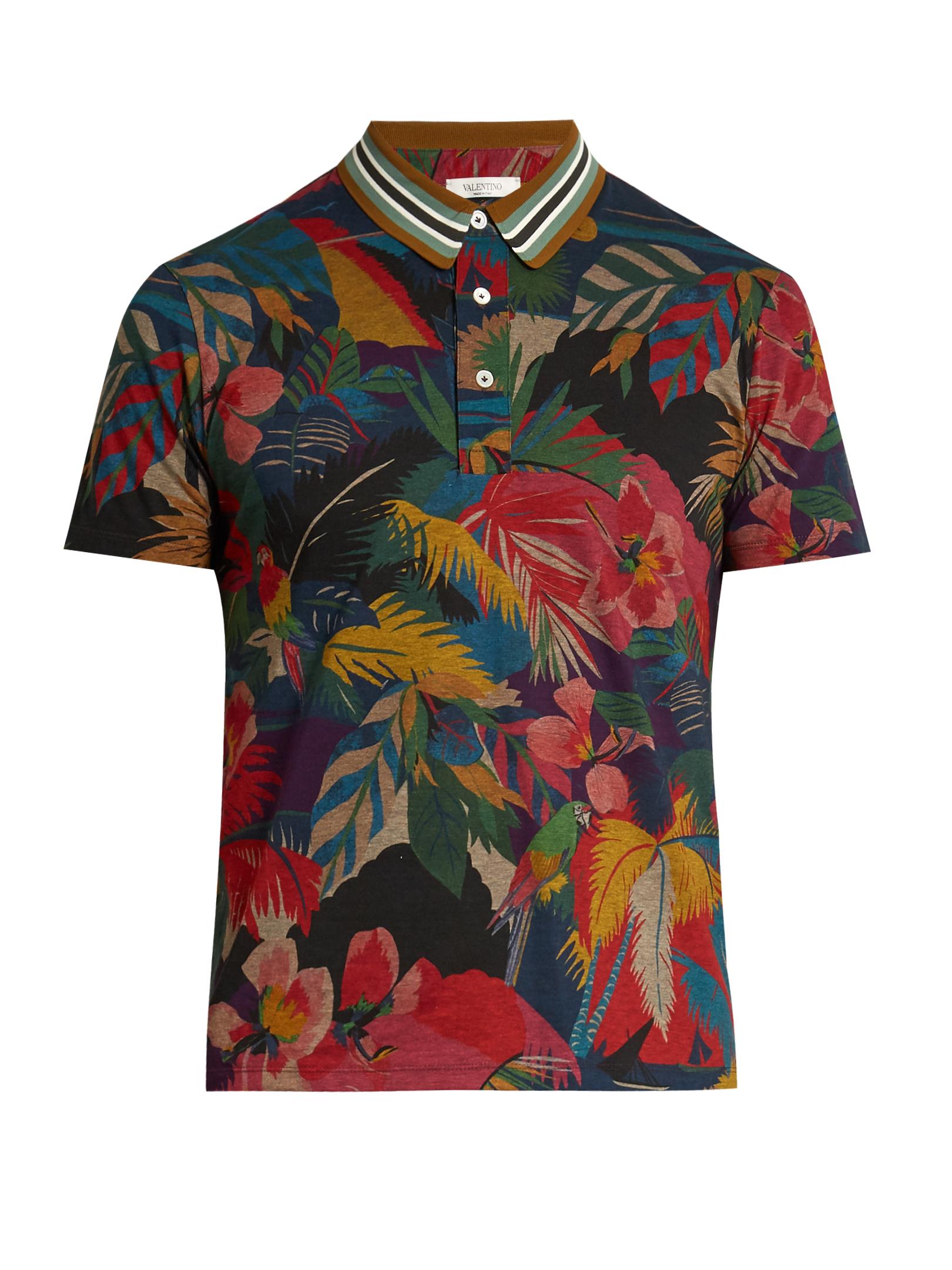 Valentino Tropical-print Cotton Polo Shirt for Men | Lyst UK