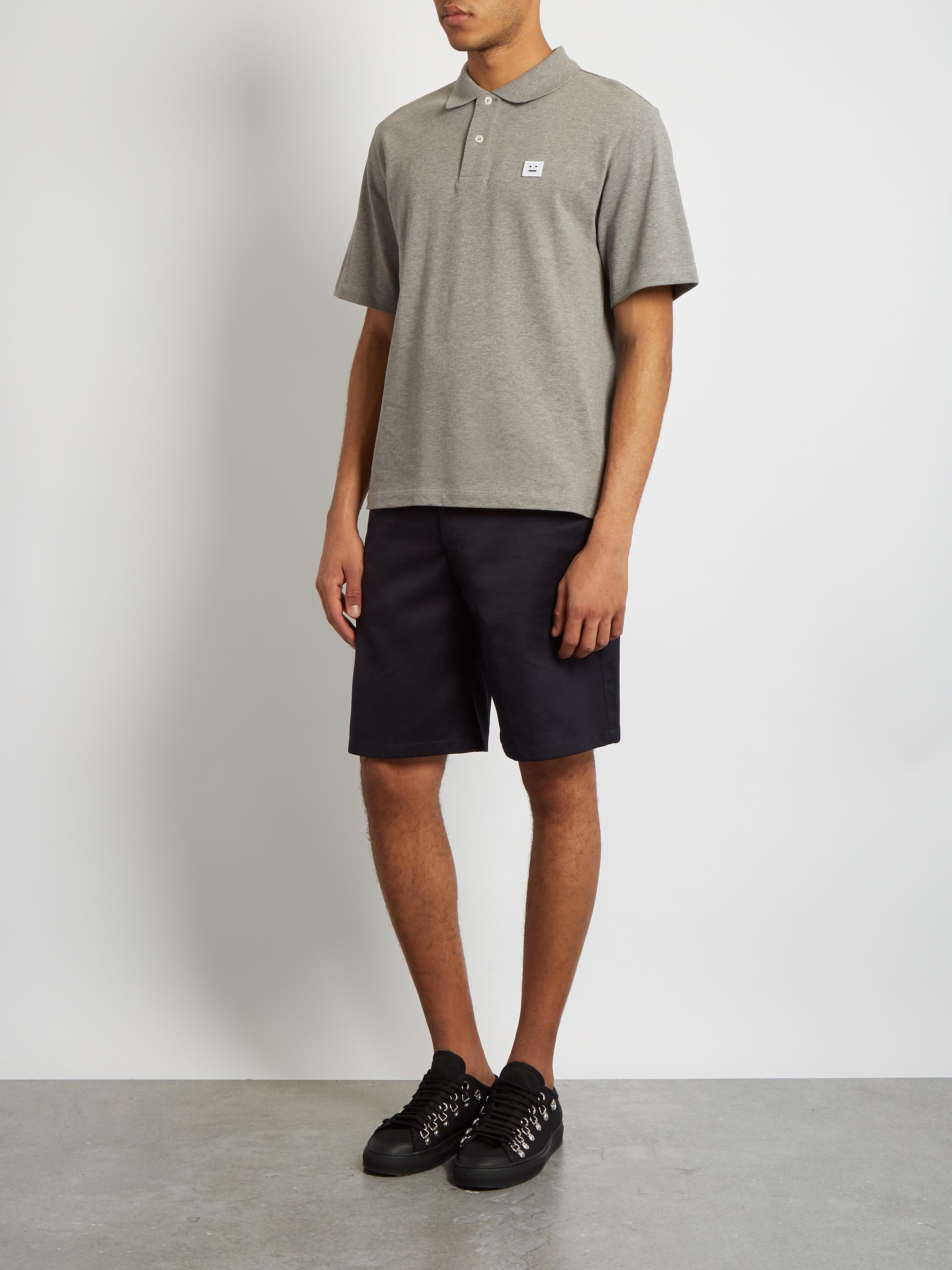 Download Acne Studios Falco Cotton-piqué Polo Shirt in Light Grey ...