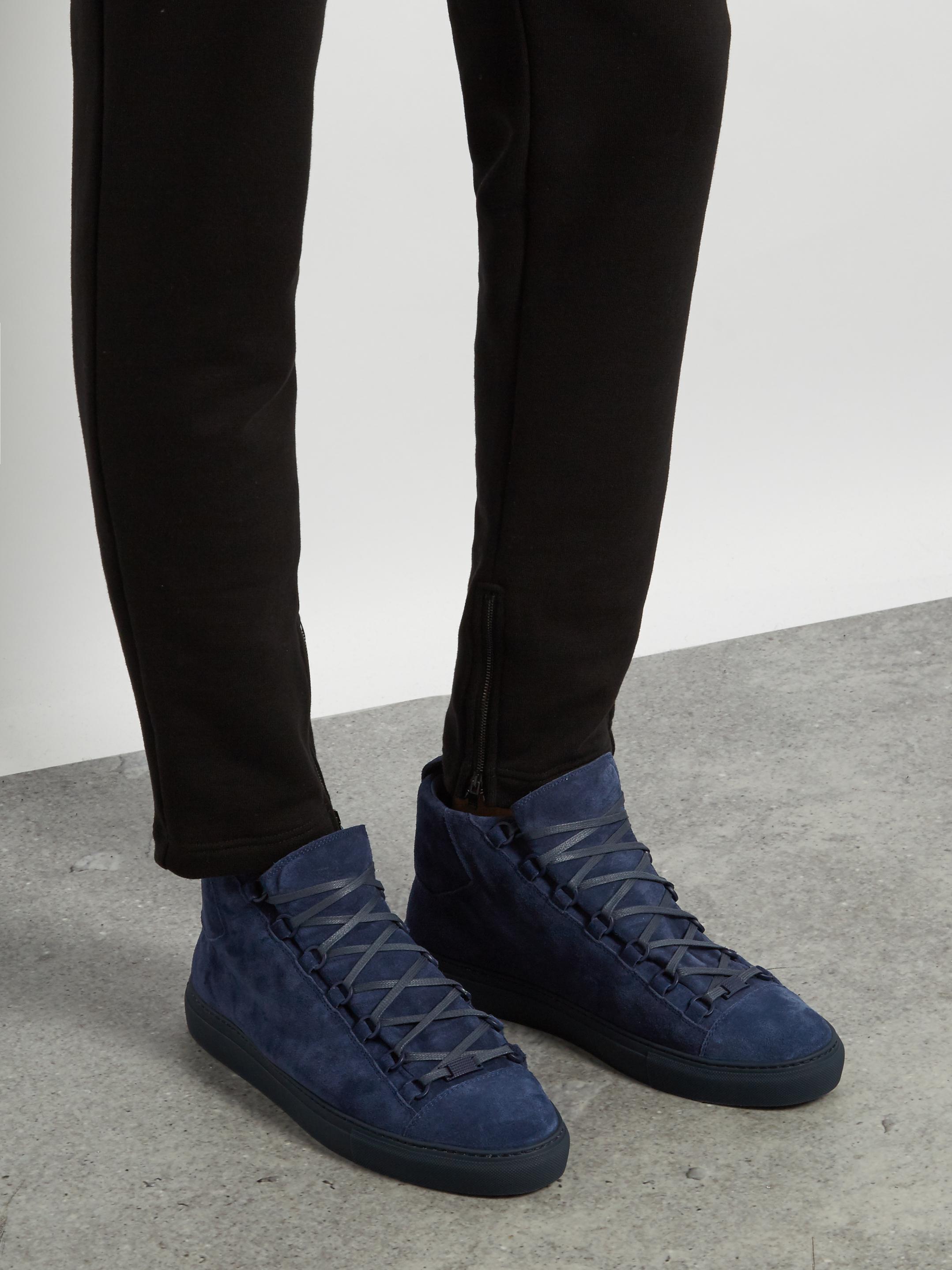 Balenciaga Arena High-top Suede Trainers in Blue for Men - Lyst