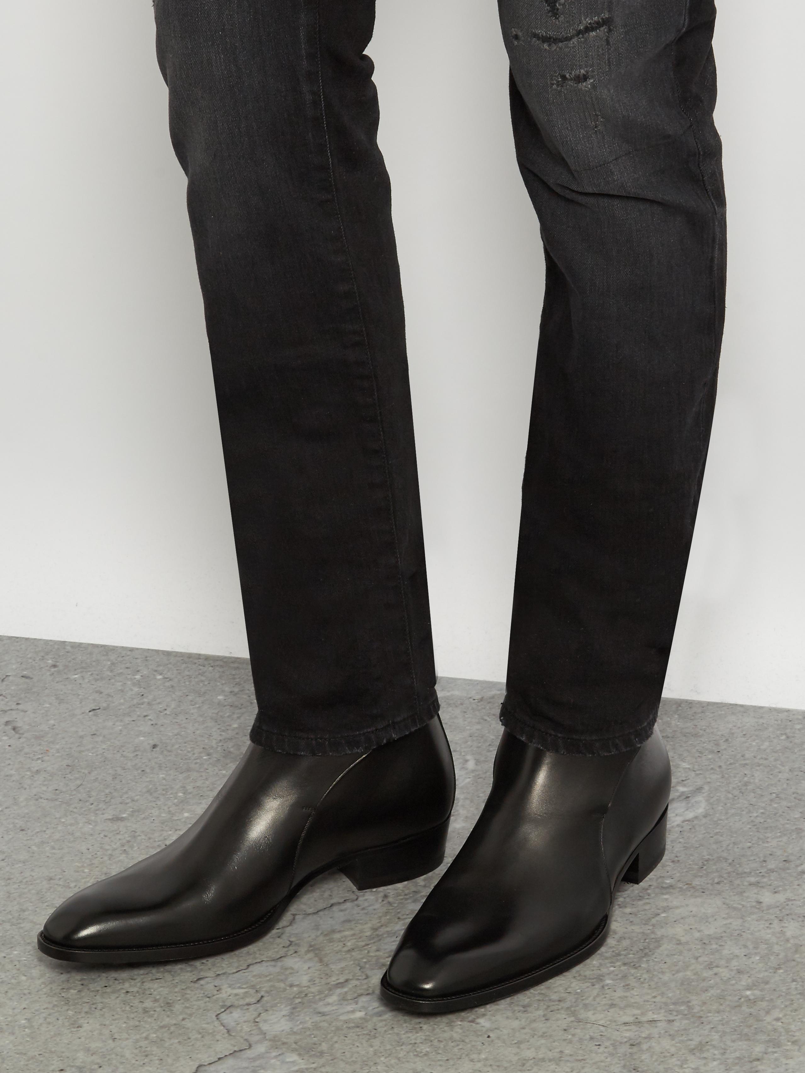 Saint Laurent Wyatt Jodhpur Leather Boots in Black for Men | Lyst