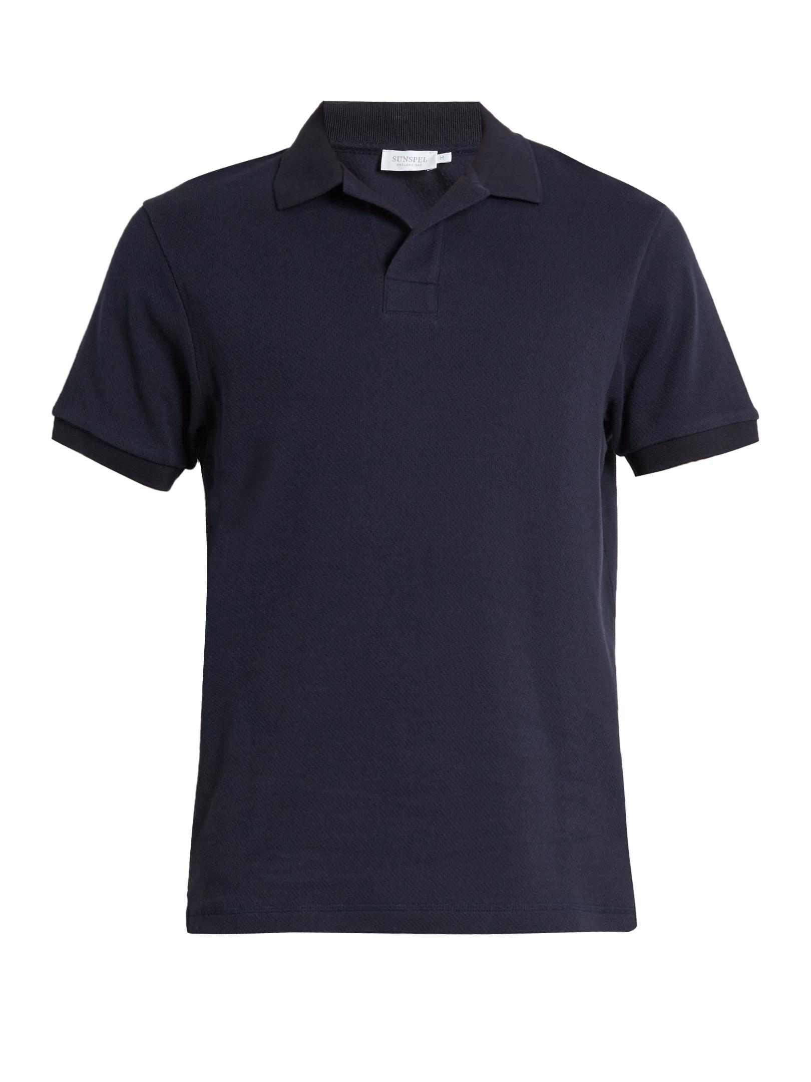 Sunspel Buttonless Cellulock-cotton Polo Shirt in Navy (Blue) for Men ...