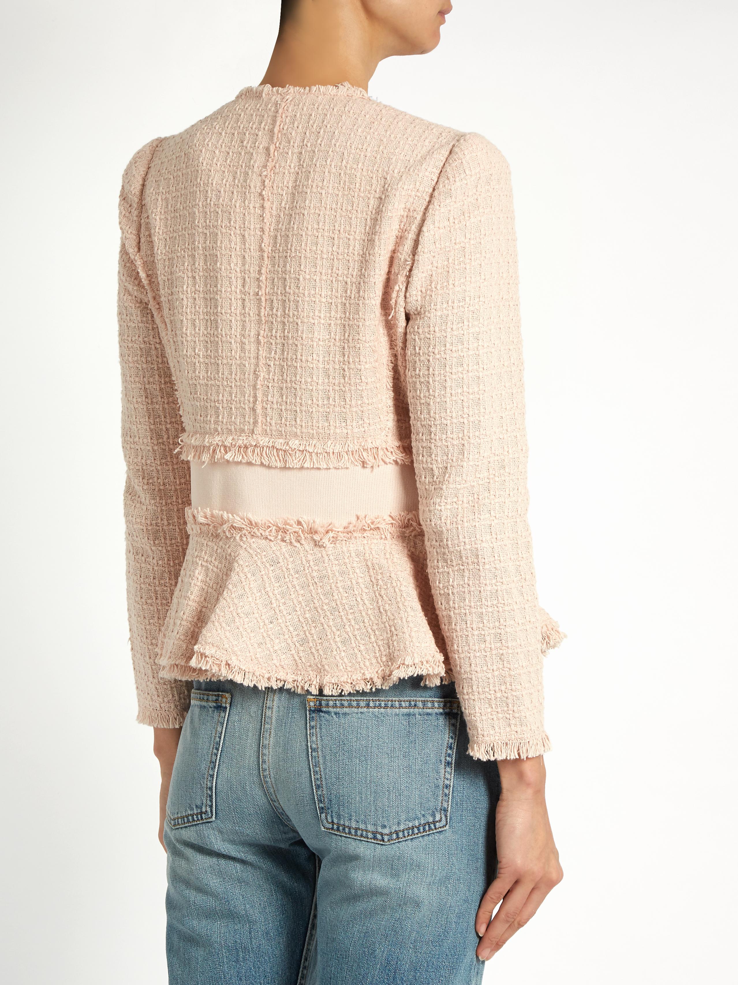 Rebecca Taylor Cropped Tweed Jacket in Light Pink (Pink) Lyst