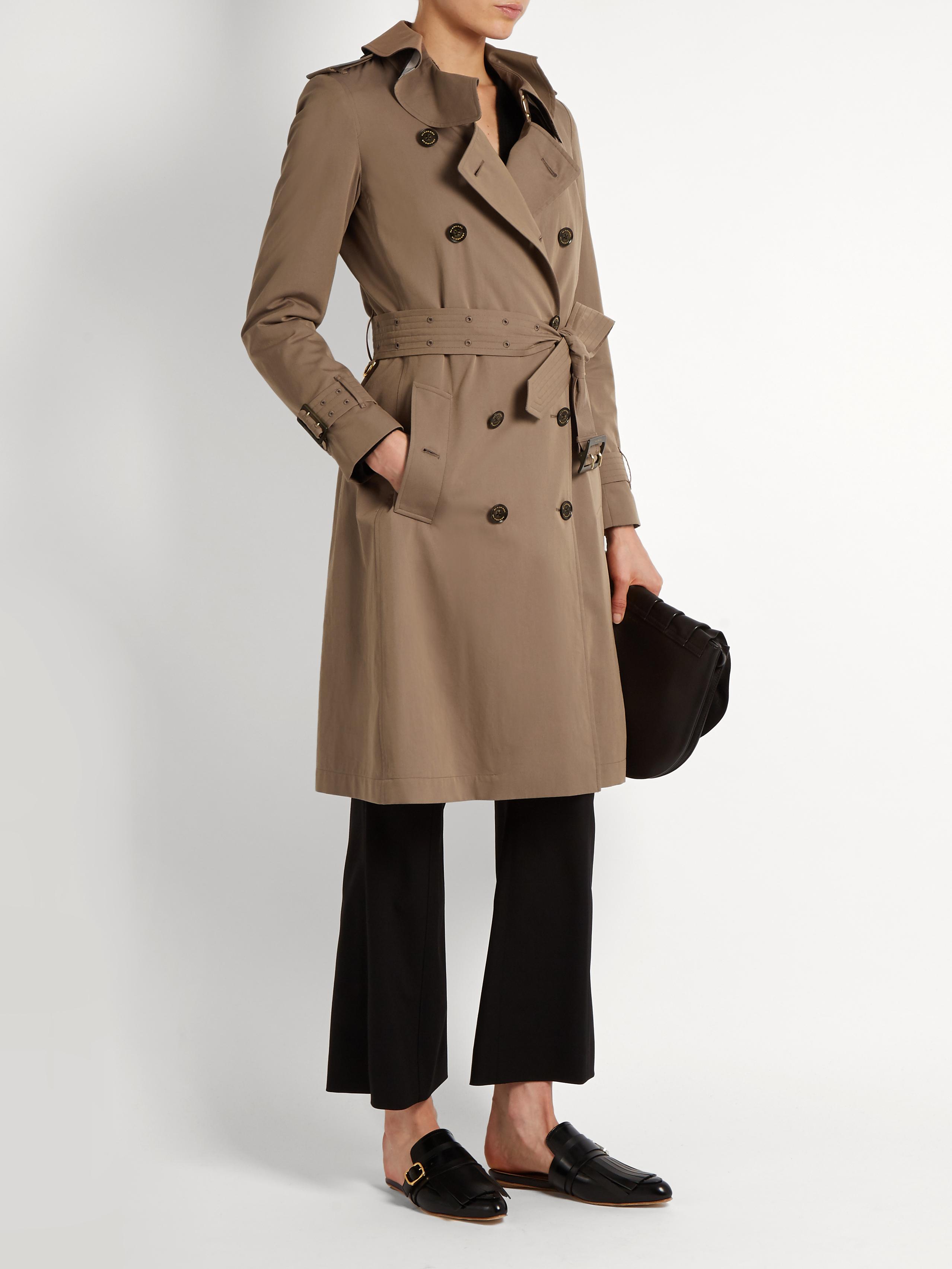 Burberry Townley Ruffled-collar Cotton Trench Coat in Beige (Natural ...